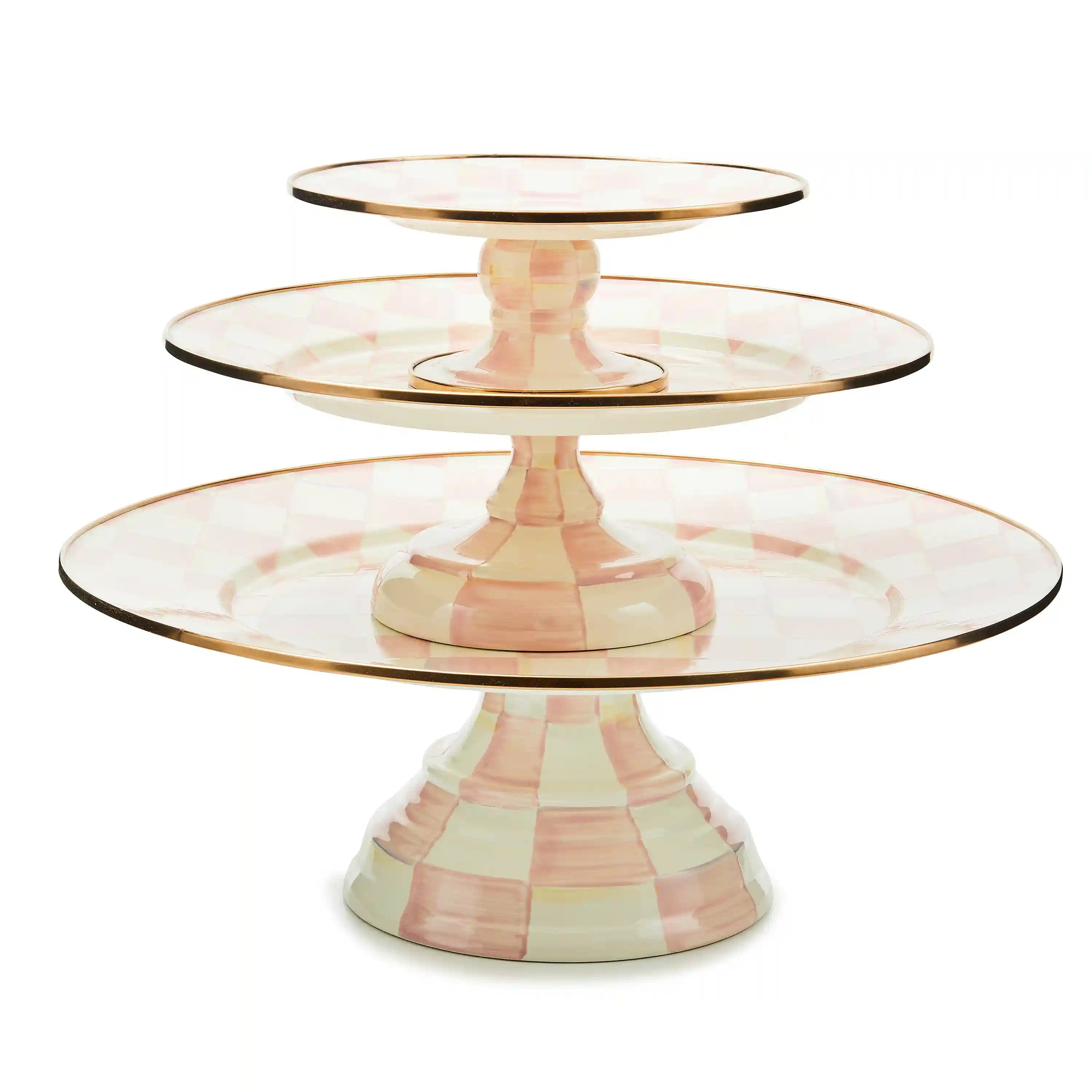 Mocha Check Mini Pedestal Platter