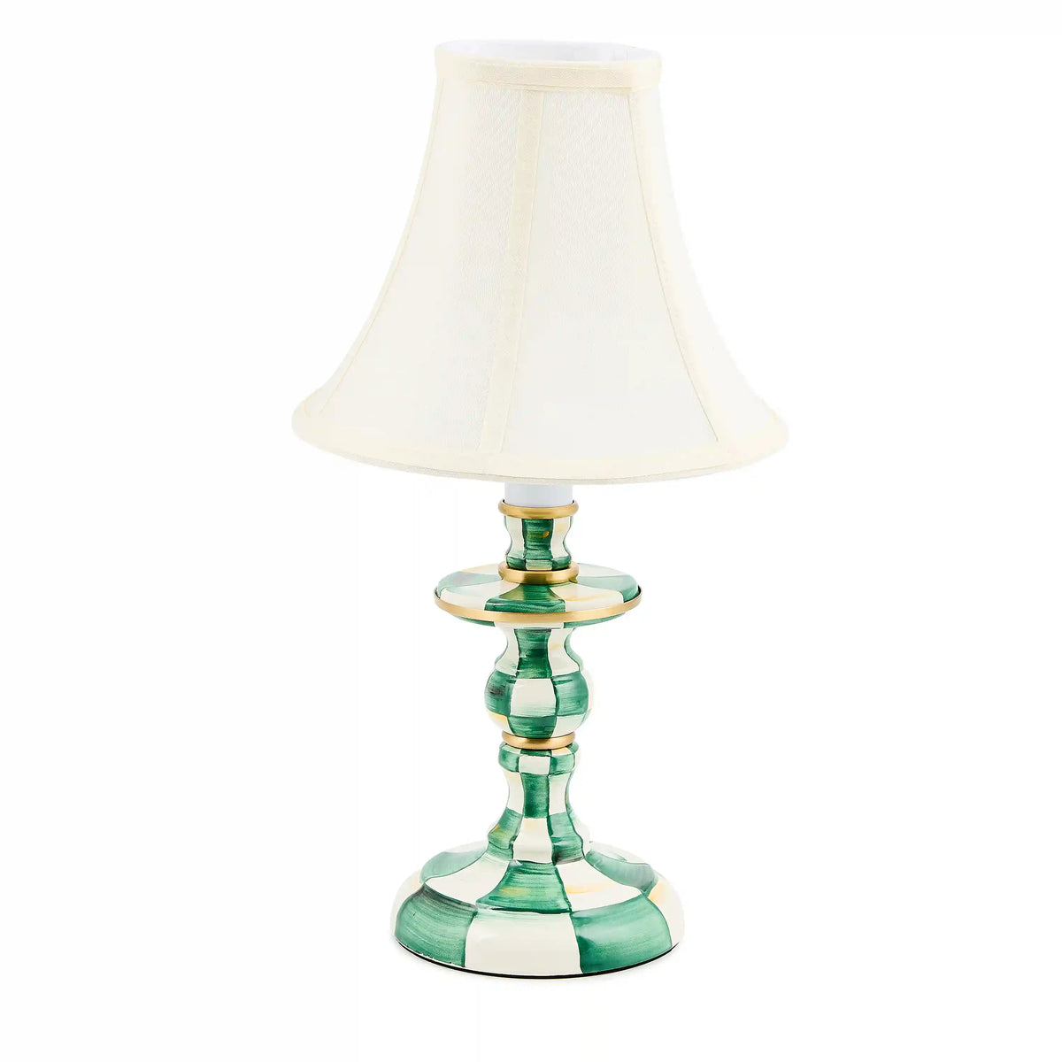 Mocha Check Candlestick Lamp