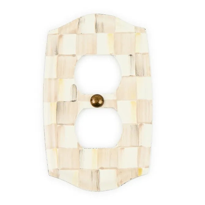 Mocha Check Double Outlet Cover