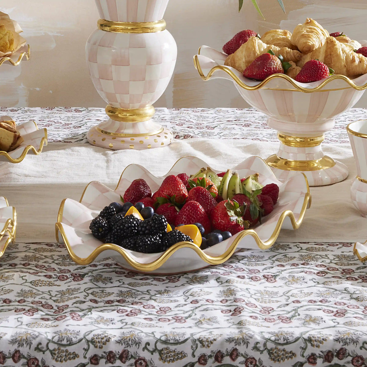 Rosy Check Ceramic Serving Platter
