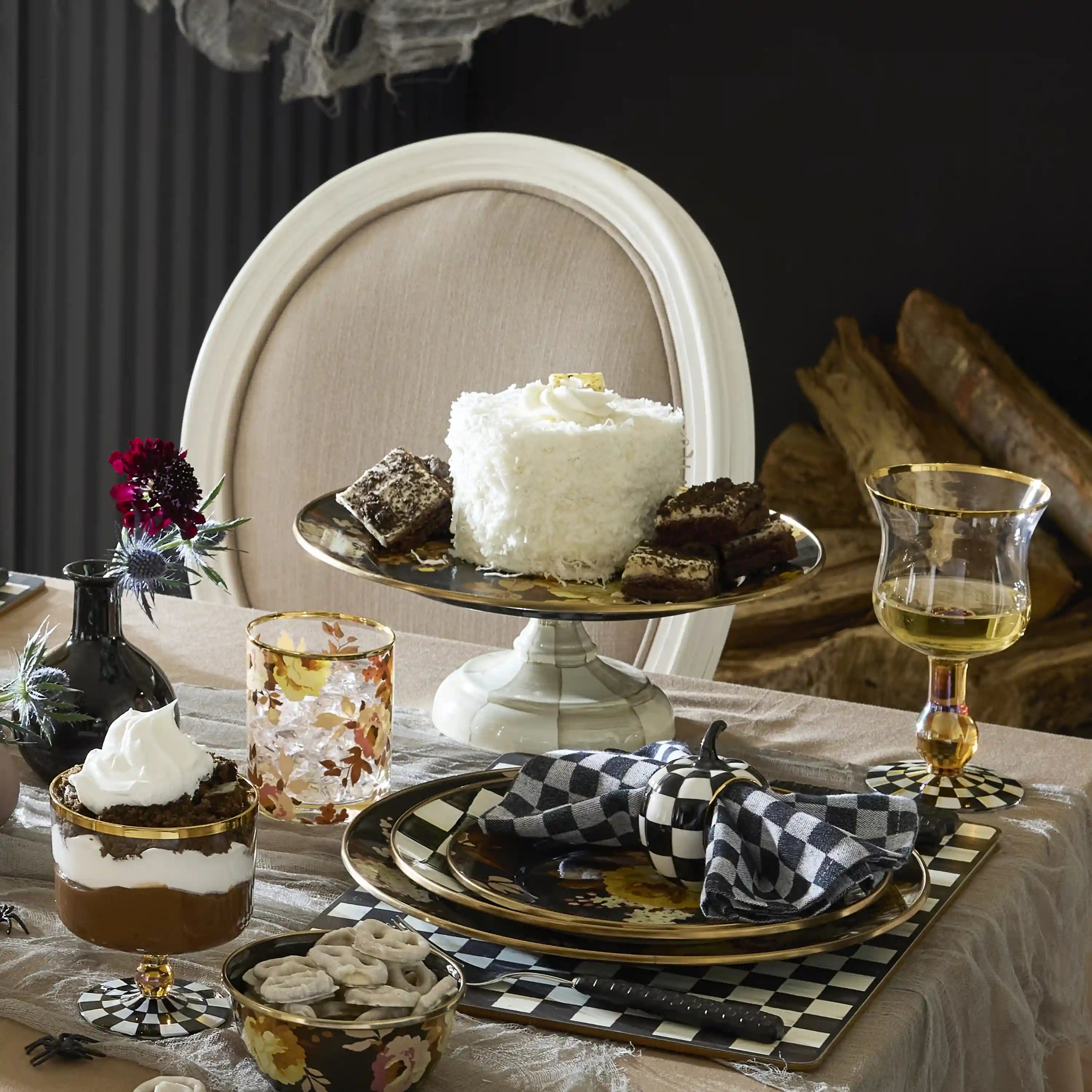 Wild Rose Slate Small Pedestal Platter