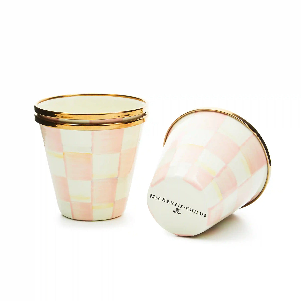 Violet Check Herb Pots, Set of 3