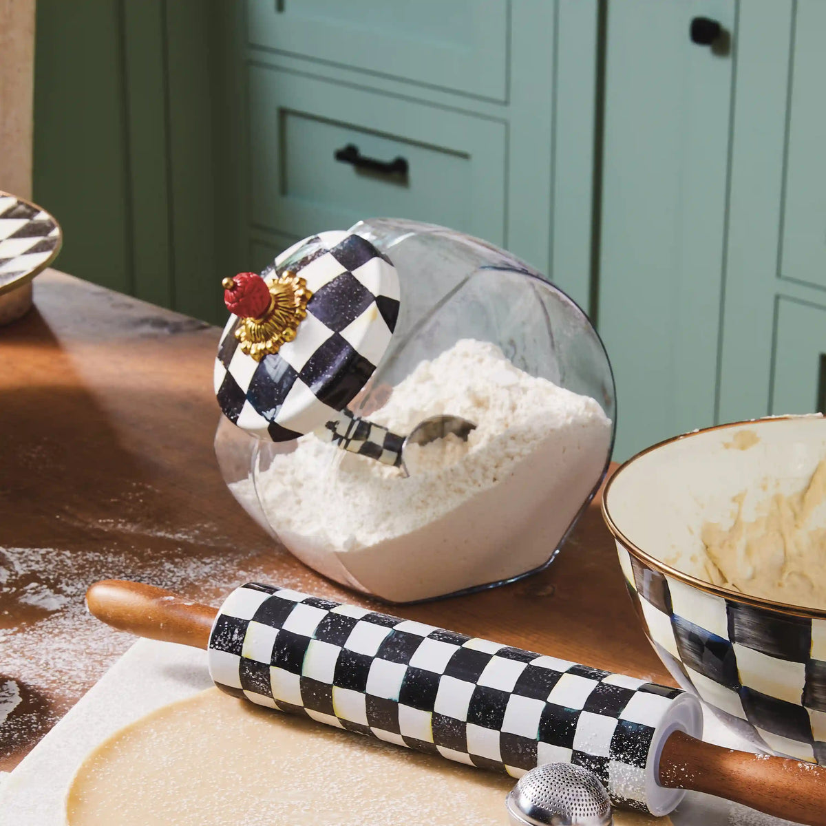 Cookie Jar with Royal Check Lid