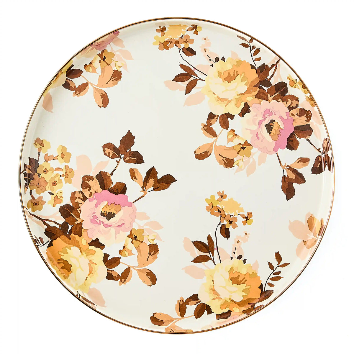Wild Rose Slate Round Tray