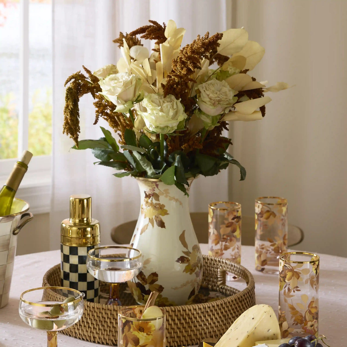 Wild Rose White Tall Vase
