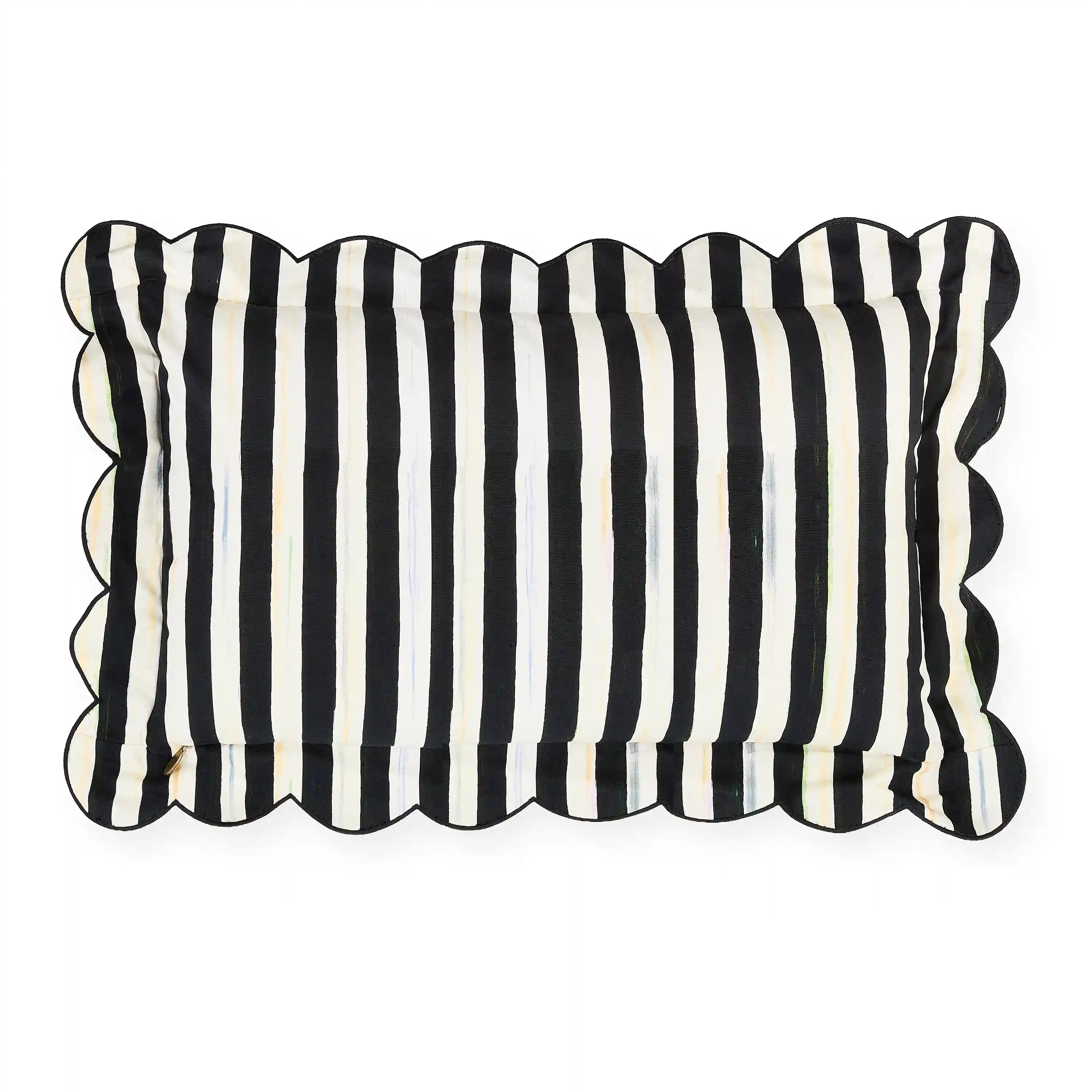 Mocha Check Reversible Scalloped Lumbar Throw Pillow