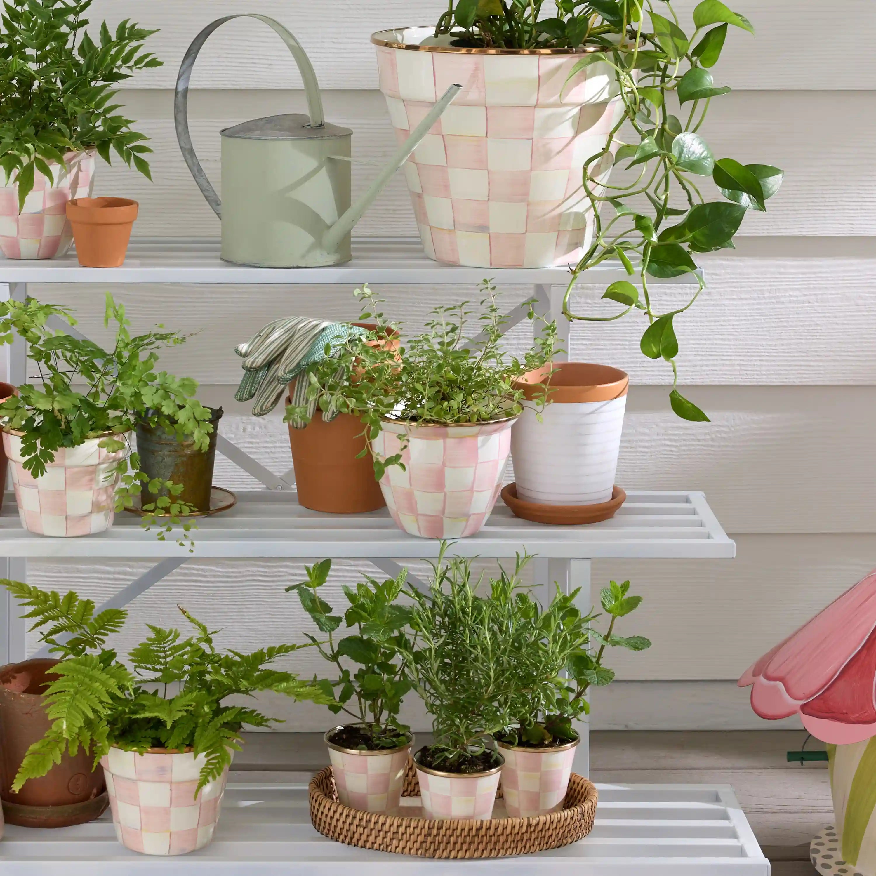 Emerald Check Large Flower Pot