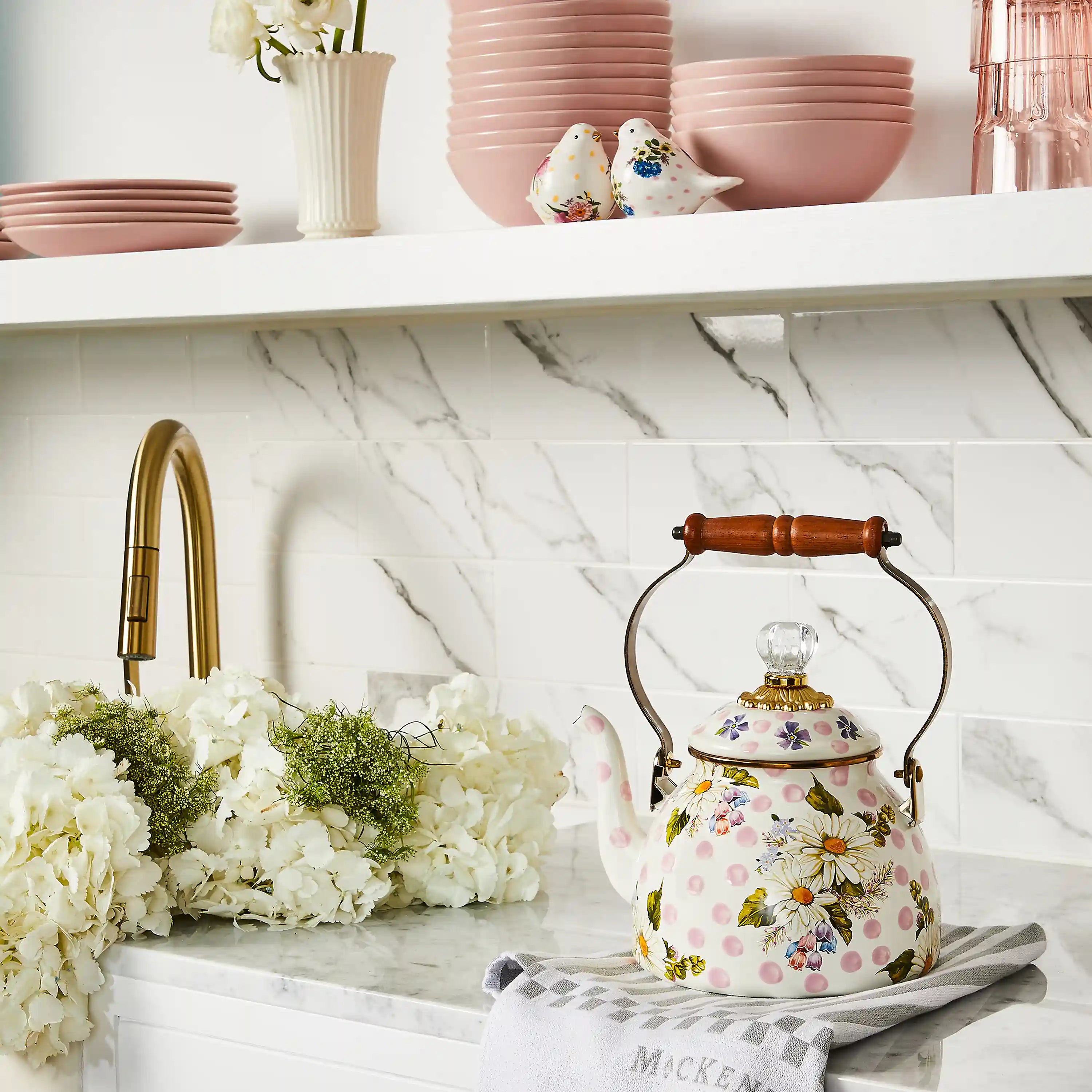 Wild Rose Mauve 3 Quart Tea Kettle