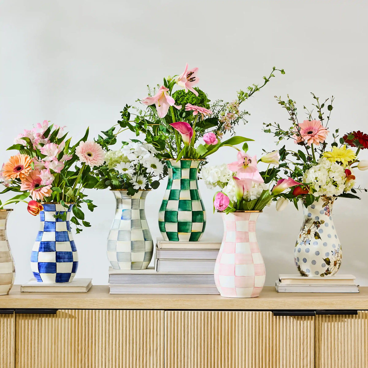 Mocha Check Tall Vase