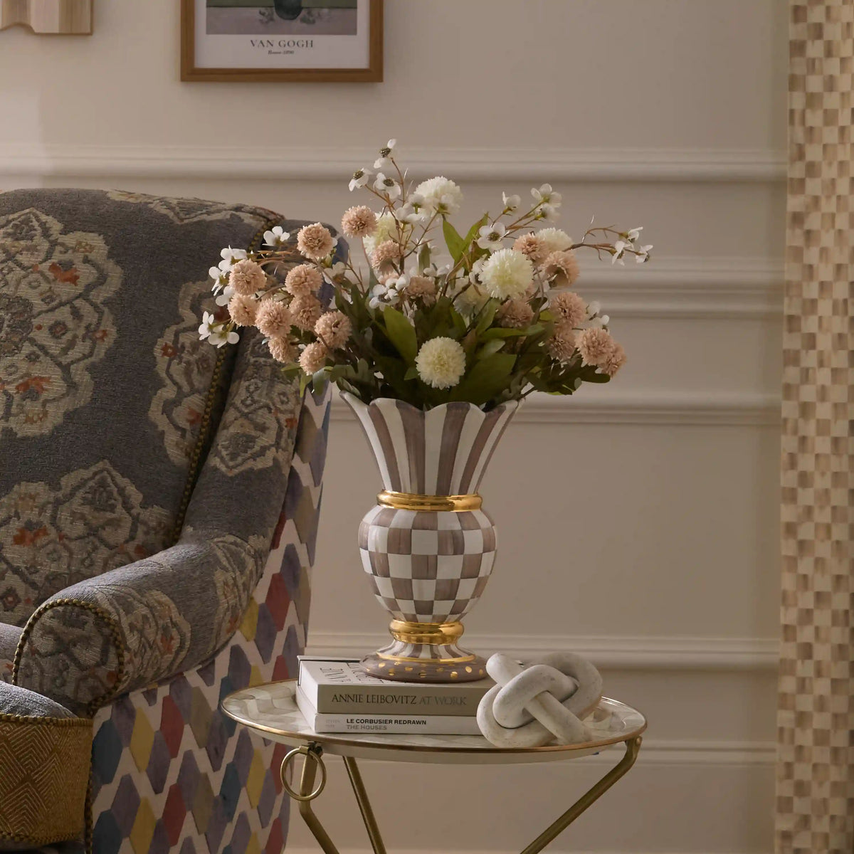 Parchment Check Great Vase