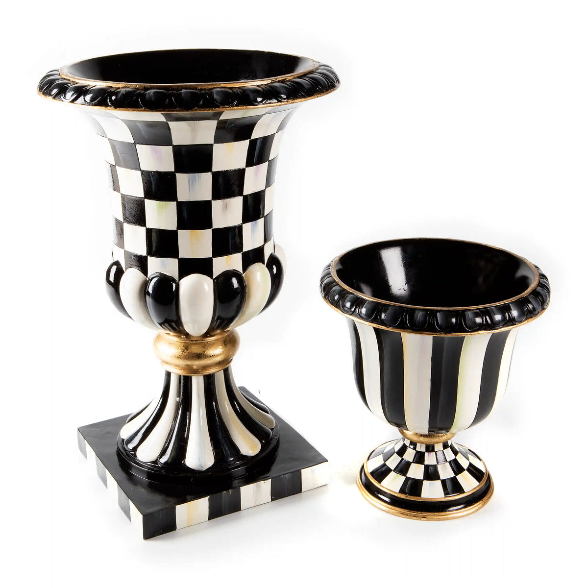 Violet Check Tabletop Pedestal Urn