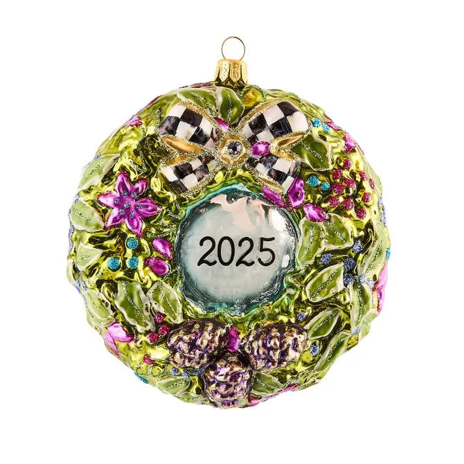 2025 Floral Wreath Glass Ornament