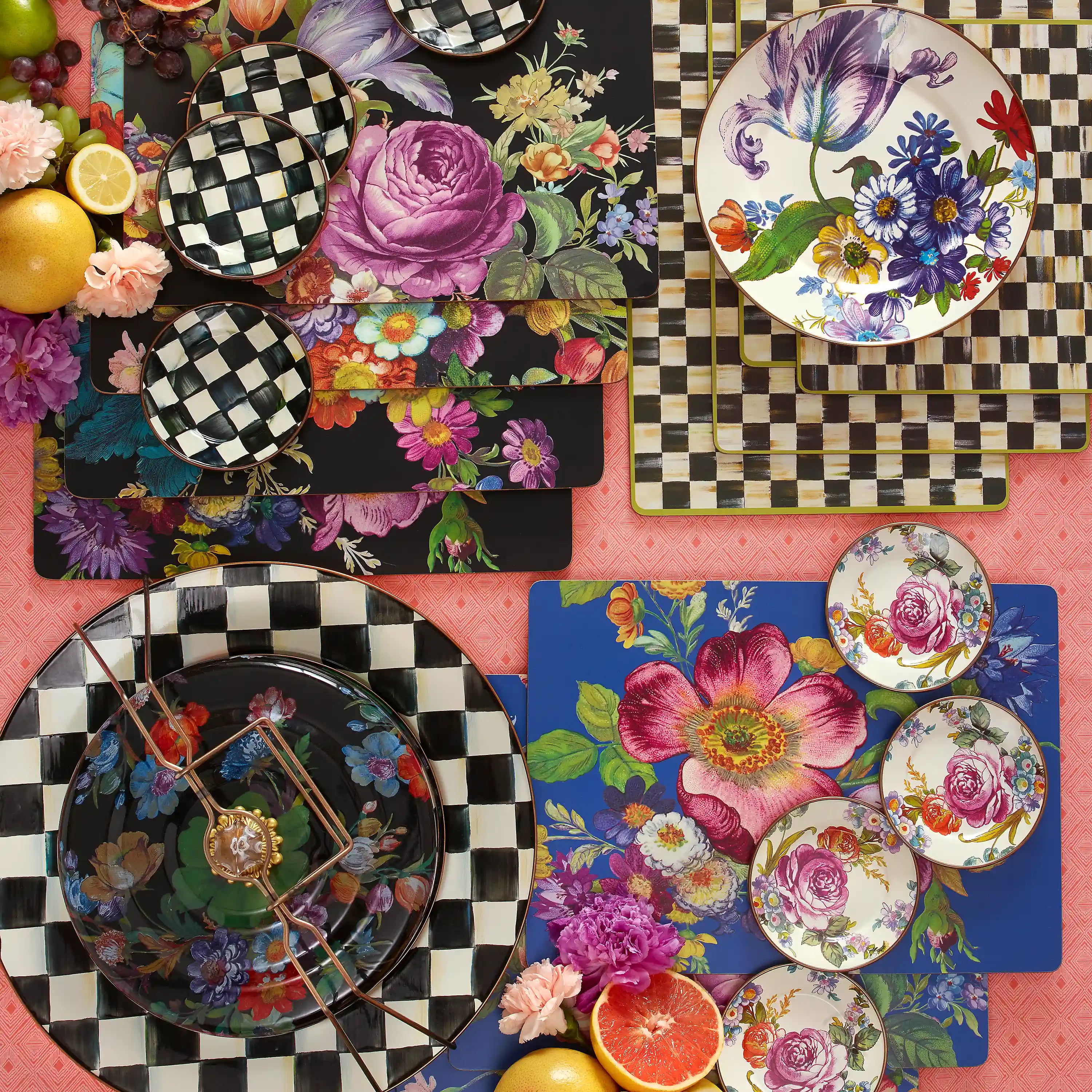 Courtly Flower Market Cork Back Placemats, Set of 4
