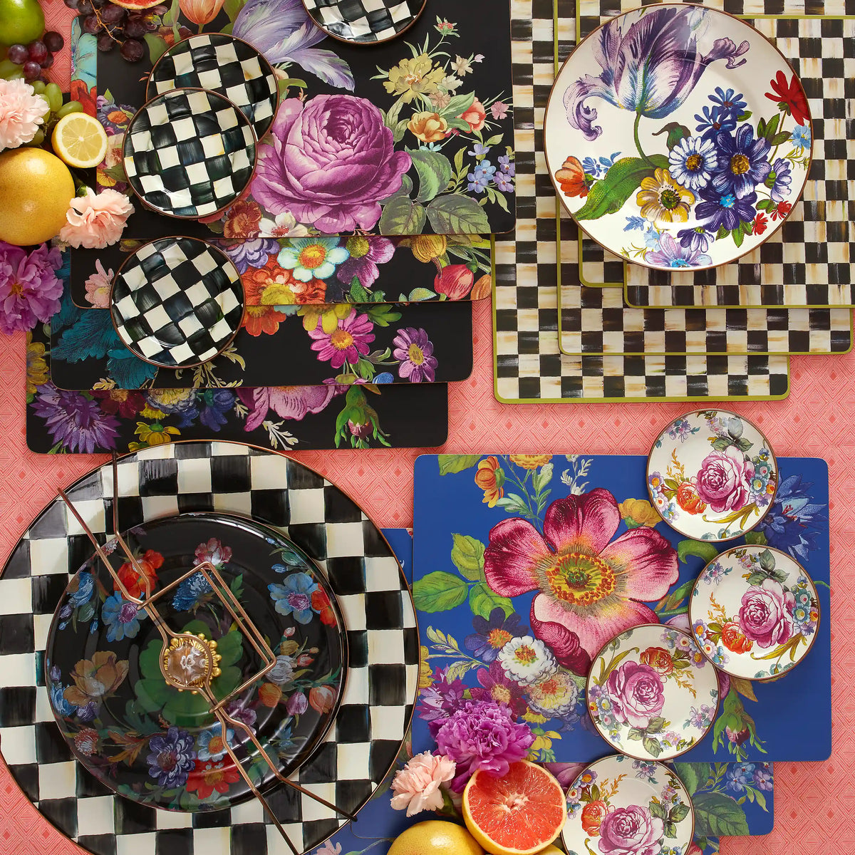Violet Check Cork Back Placemats, Set of 4