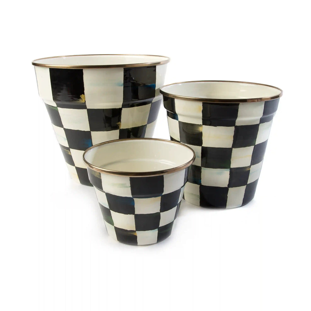 Mocha Check Small Garden Pot