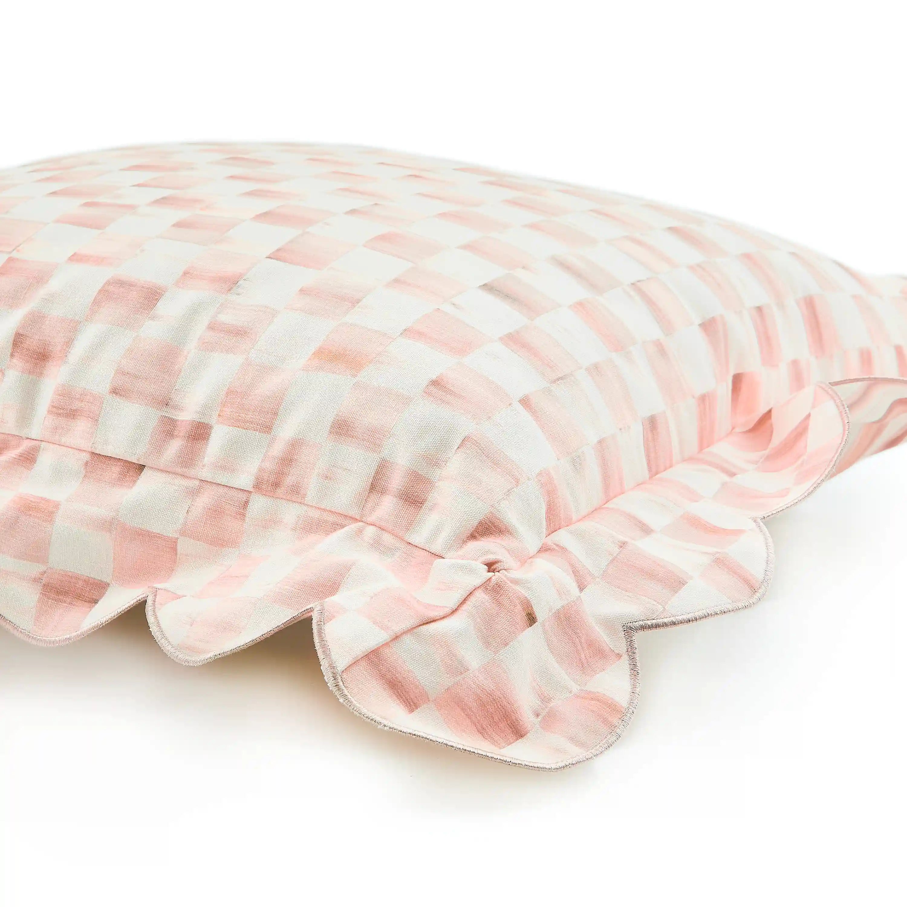 Violet Check Reversible Scalloped Throw Pillow