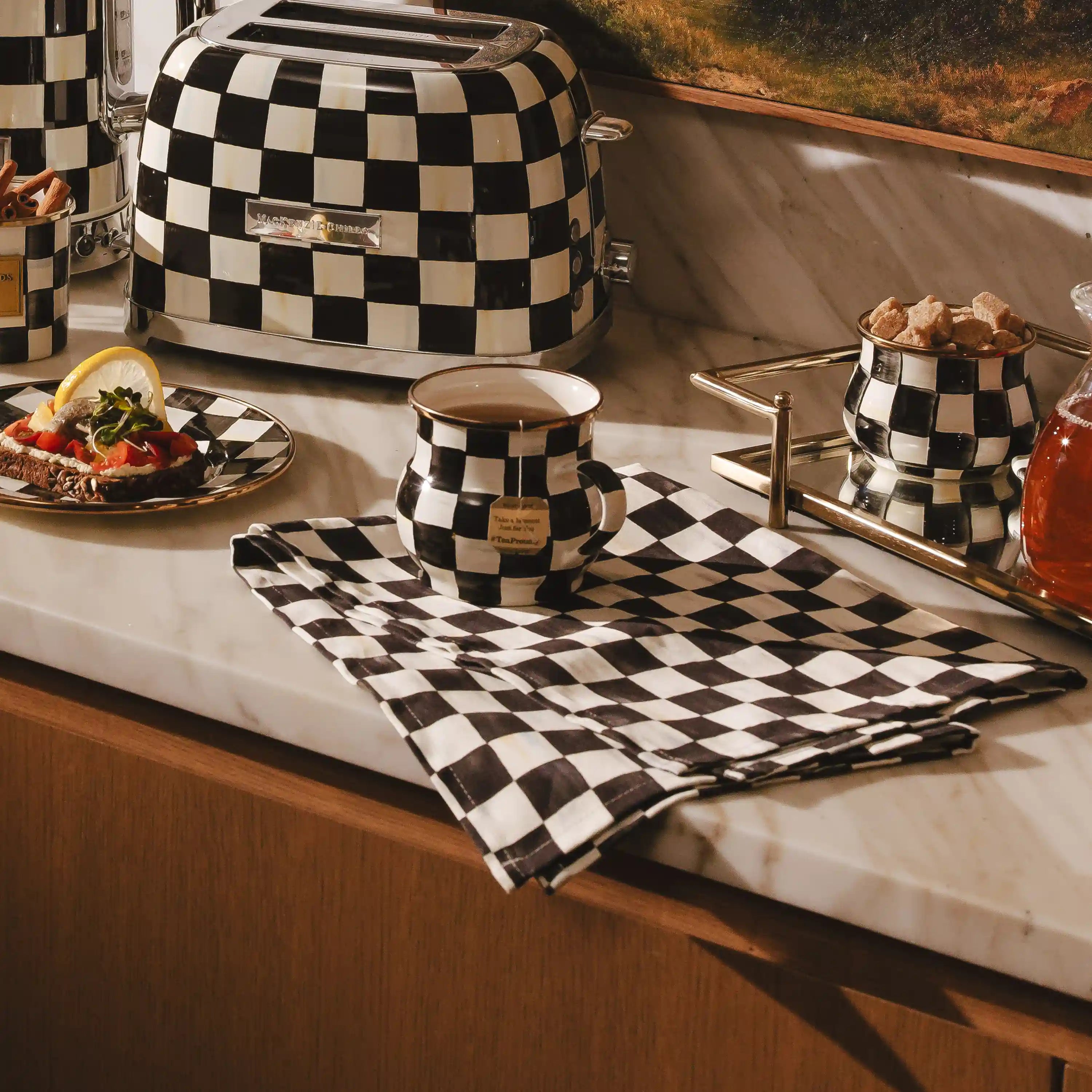 Violet Check Printed Dish Towel