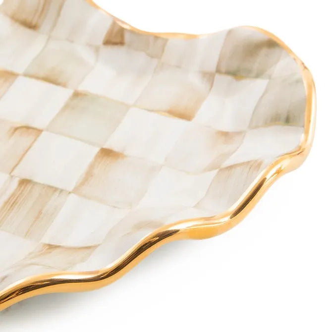 Parchment Check Fluted Heart Plate