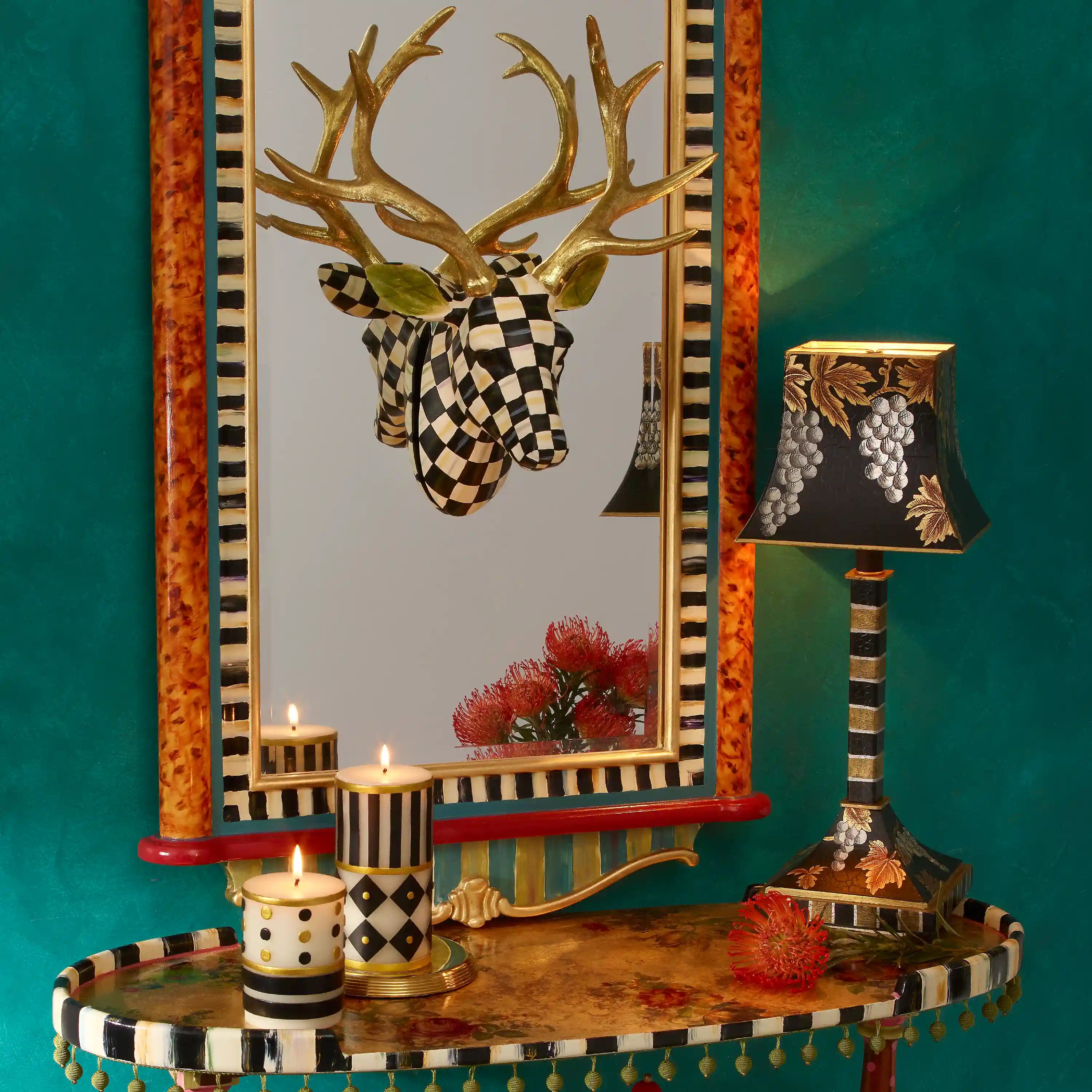 Mocha Check Small Deer Wall Decor