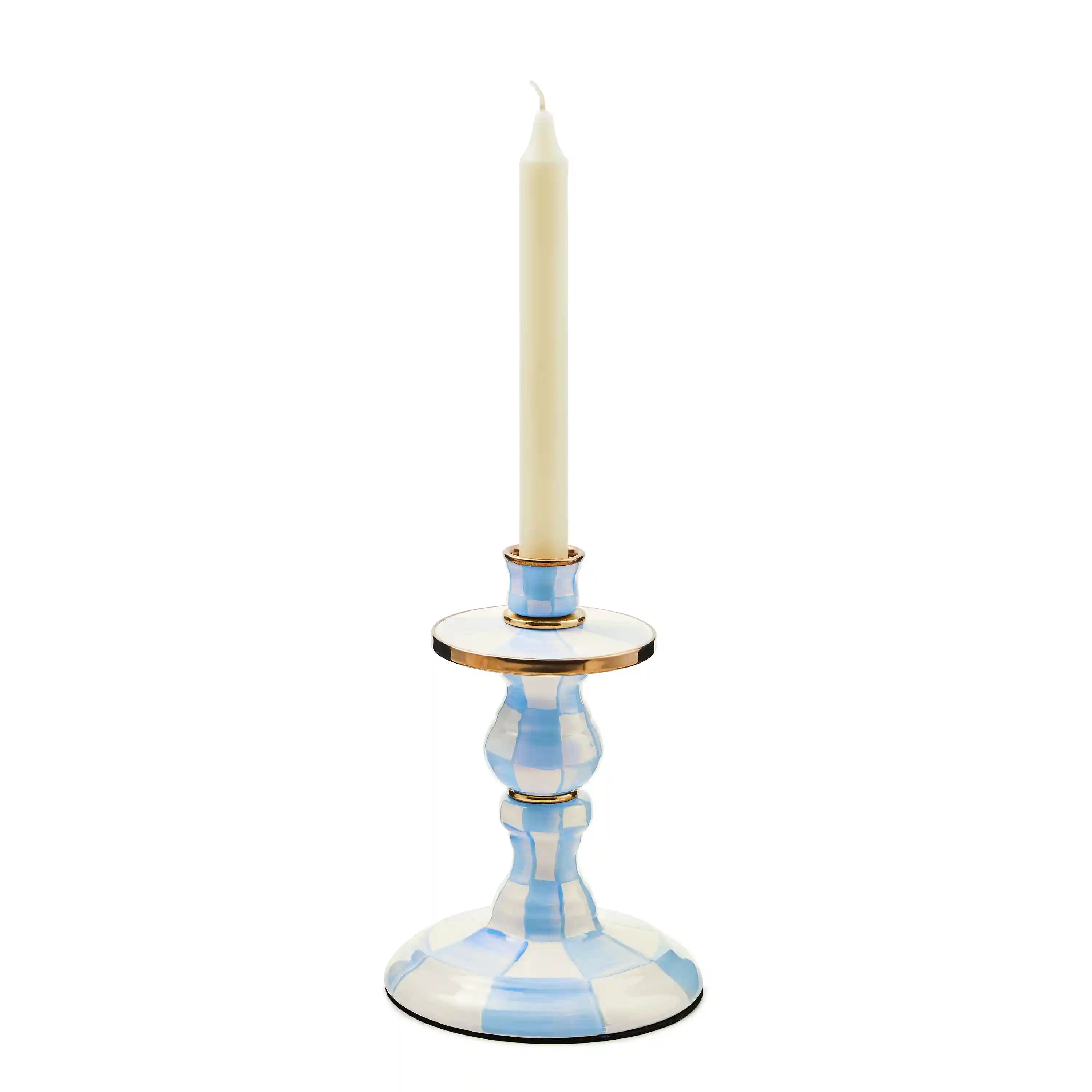 Mocha Check Large Candlestick