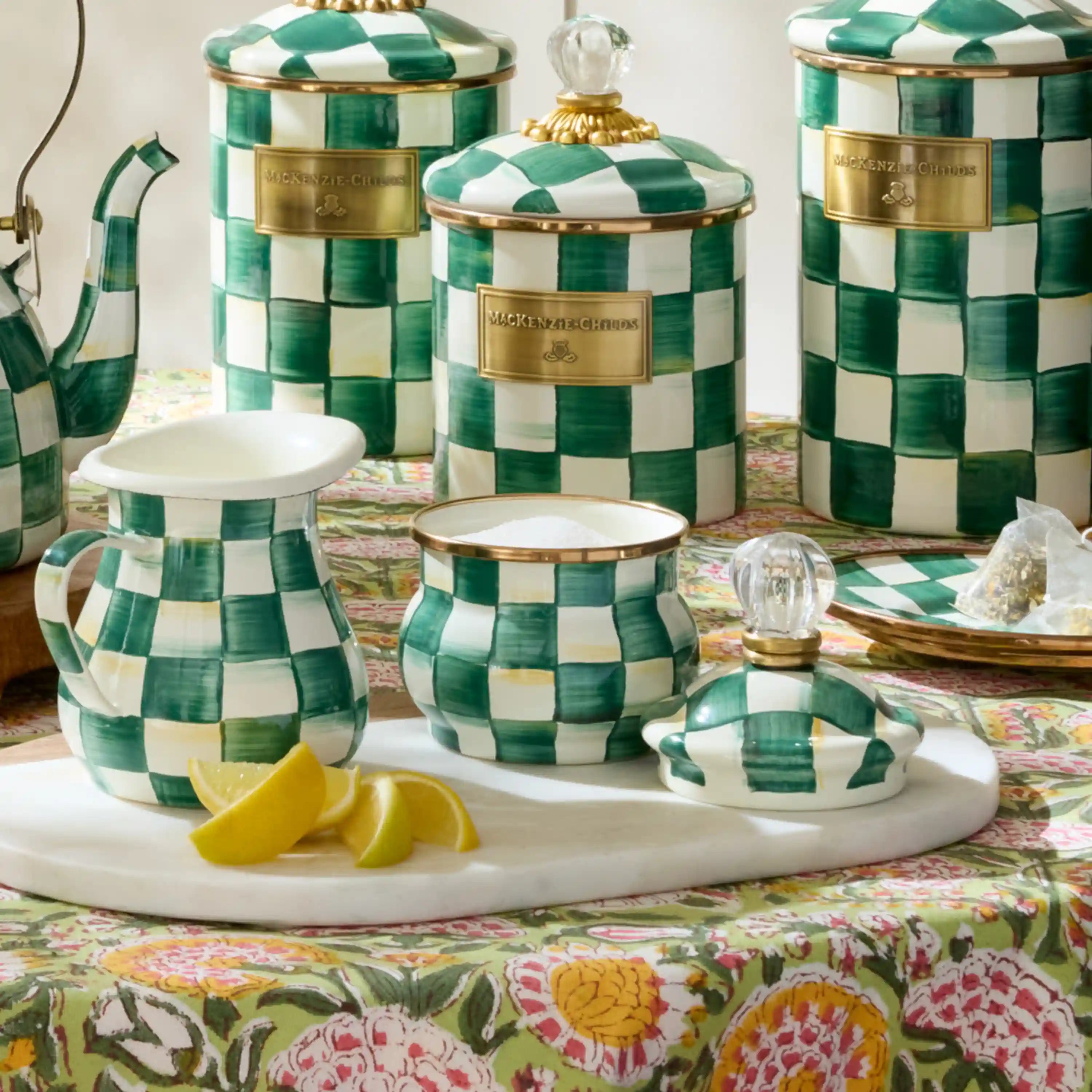 Mocha Check Lidded Sugar Bowl