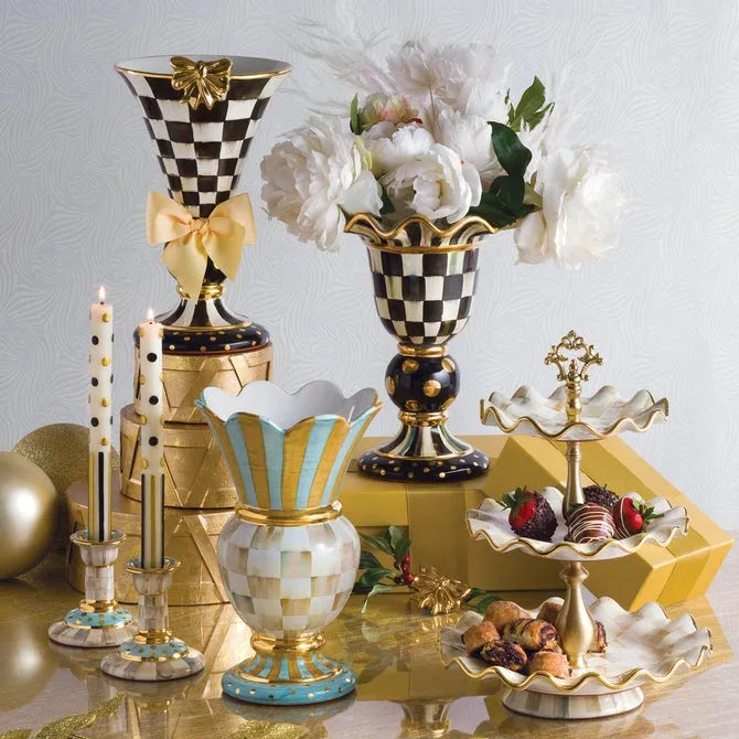 Parchment Check Three Tier Sweet Stand
