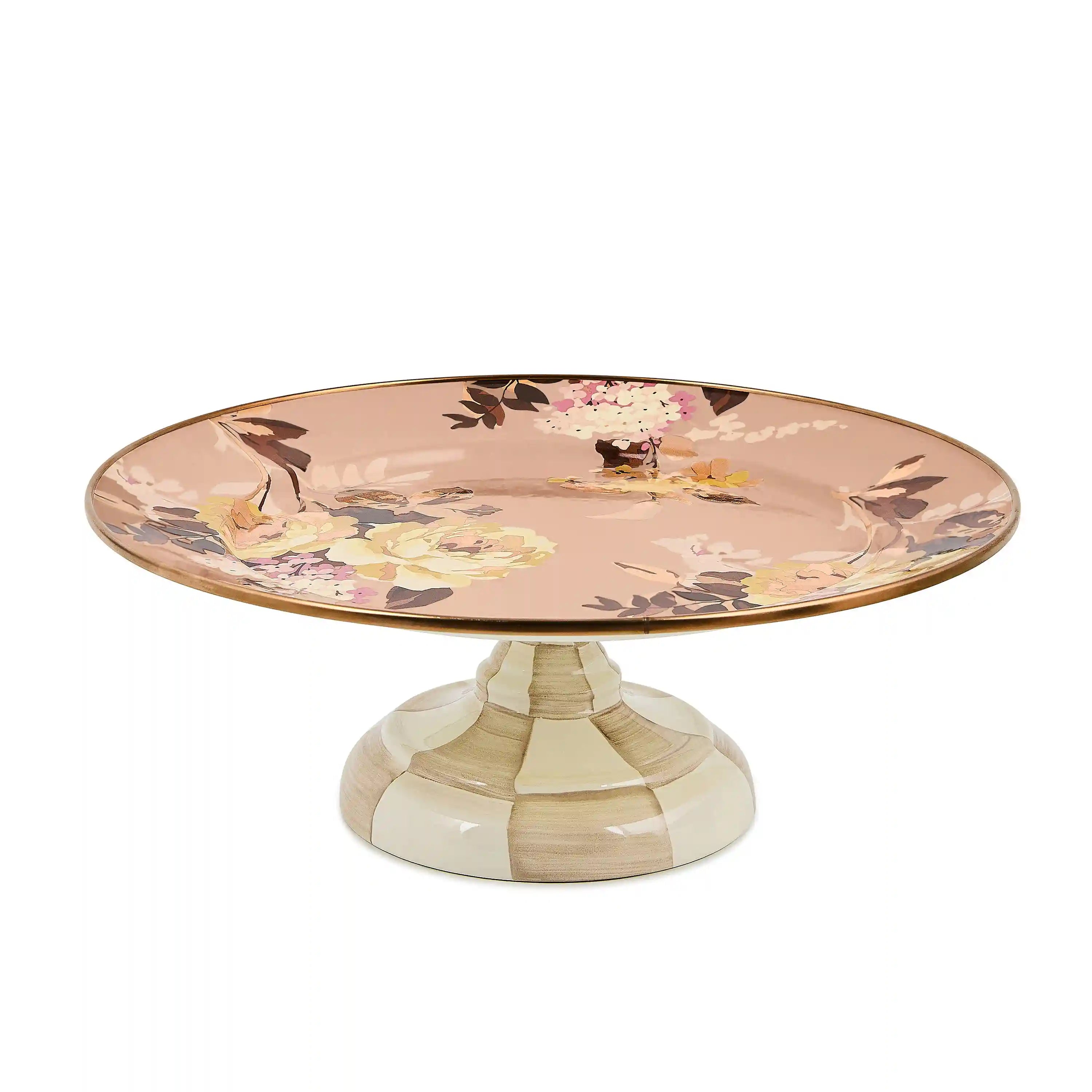 Wild Rose Brown Small Pedestal Platter