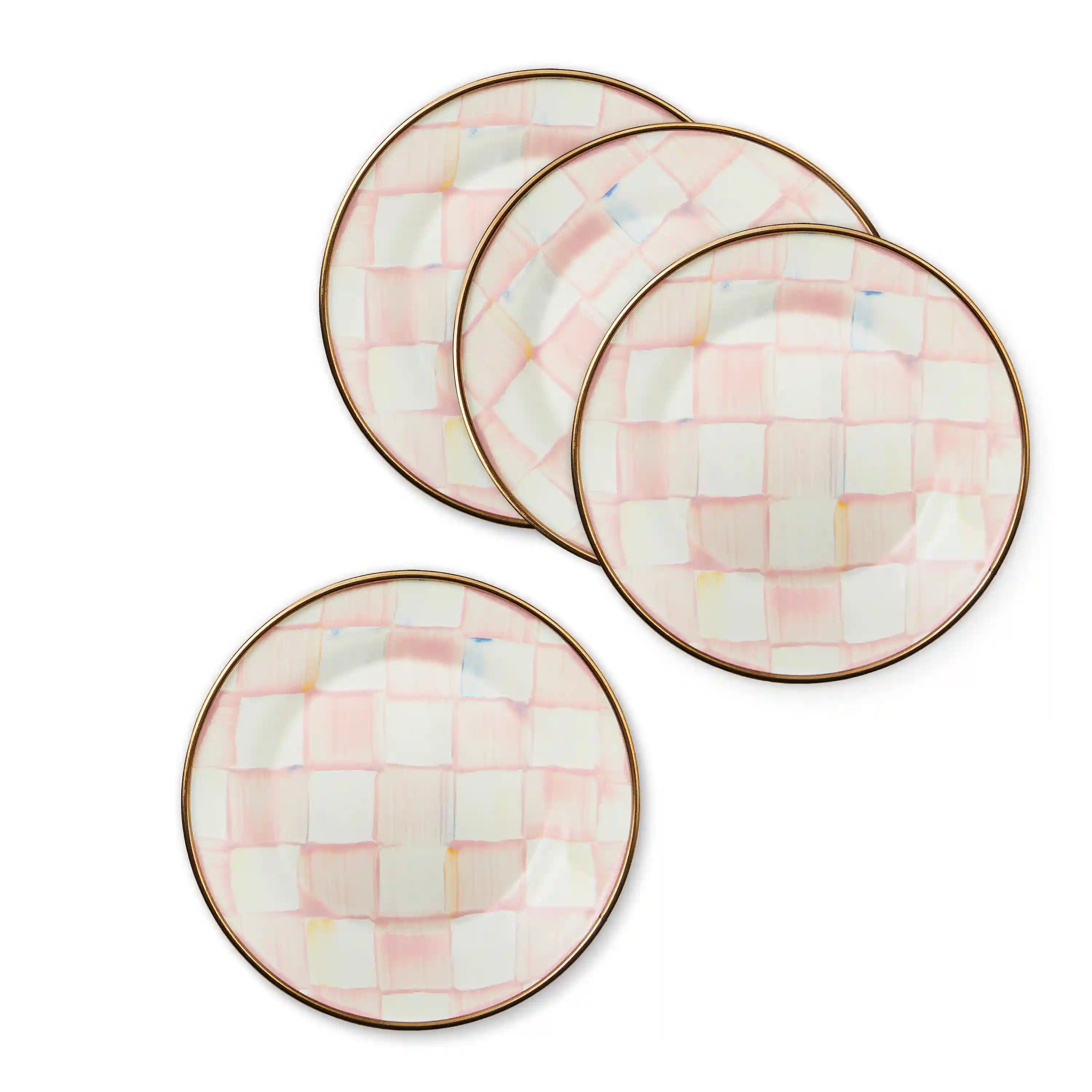 Mocha Check Appetizer Plates, Set of 4