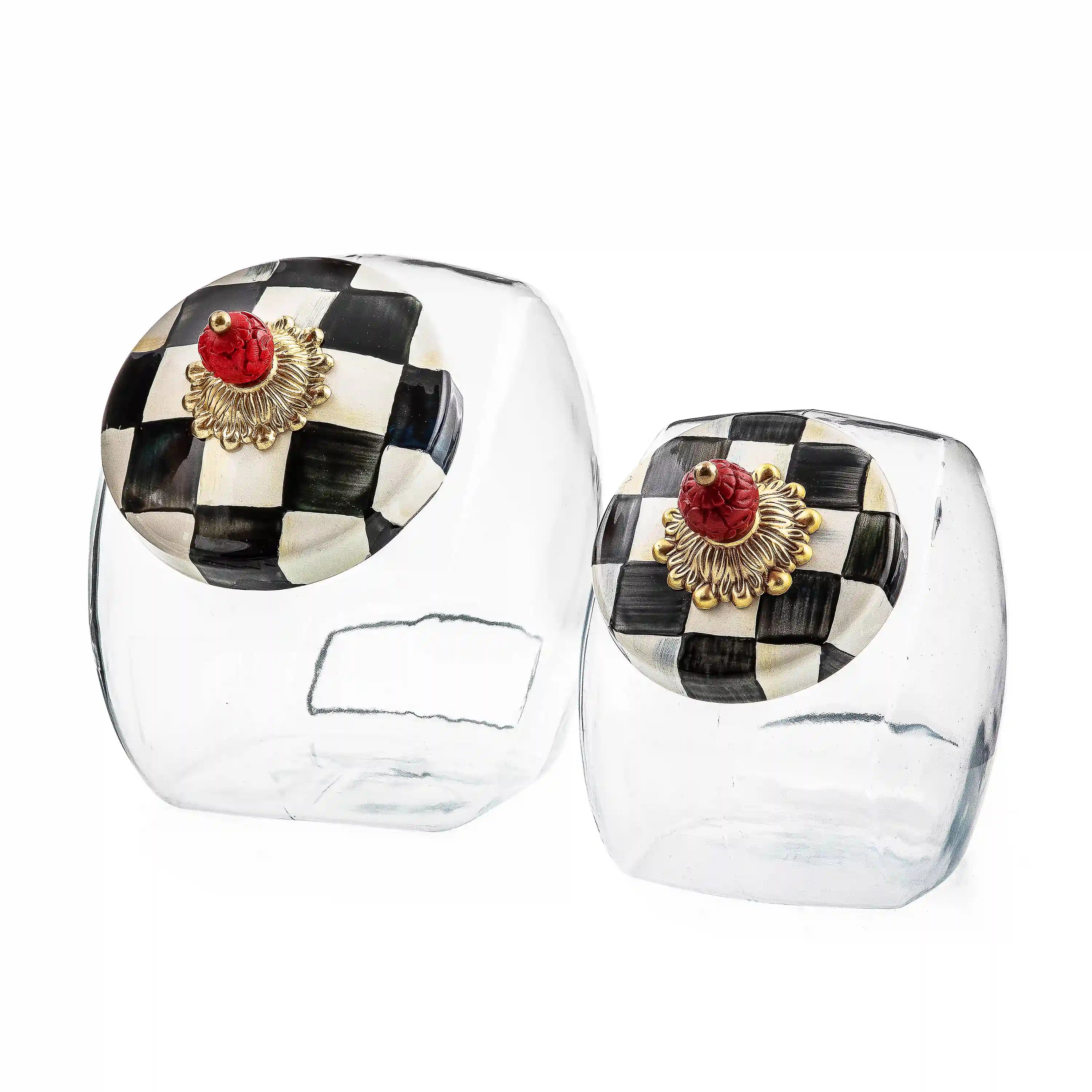 Cookie Jar with Violet Check Lid