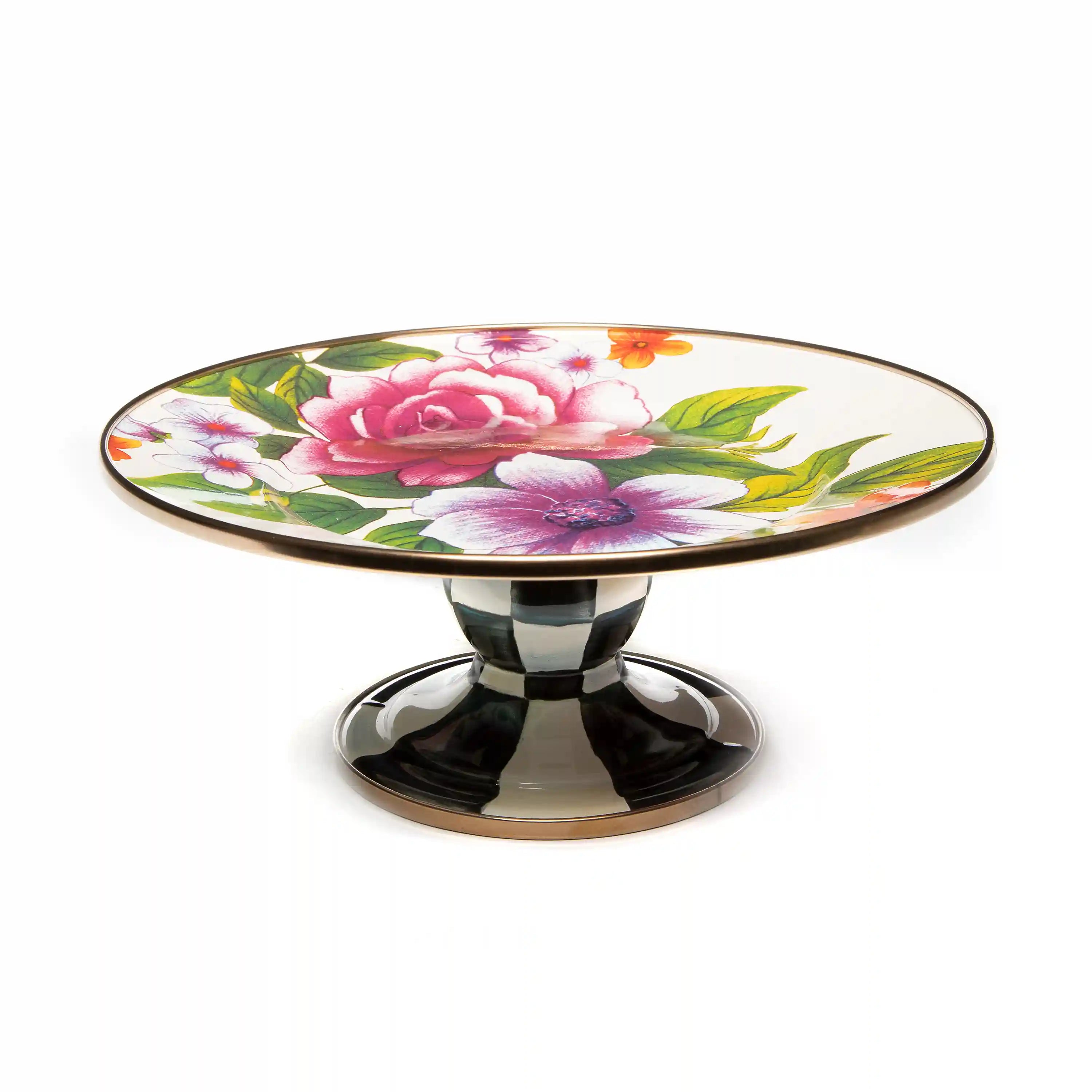 Wild Rose Brown Large Pedestal Platter