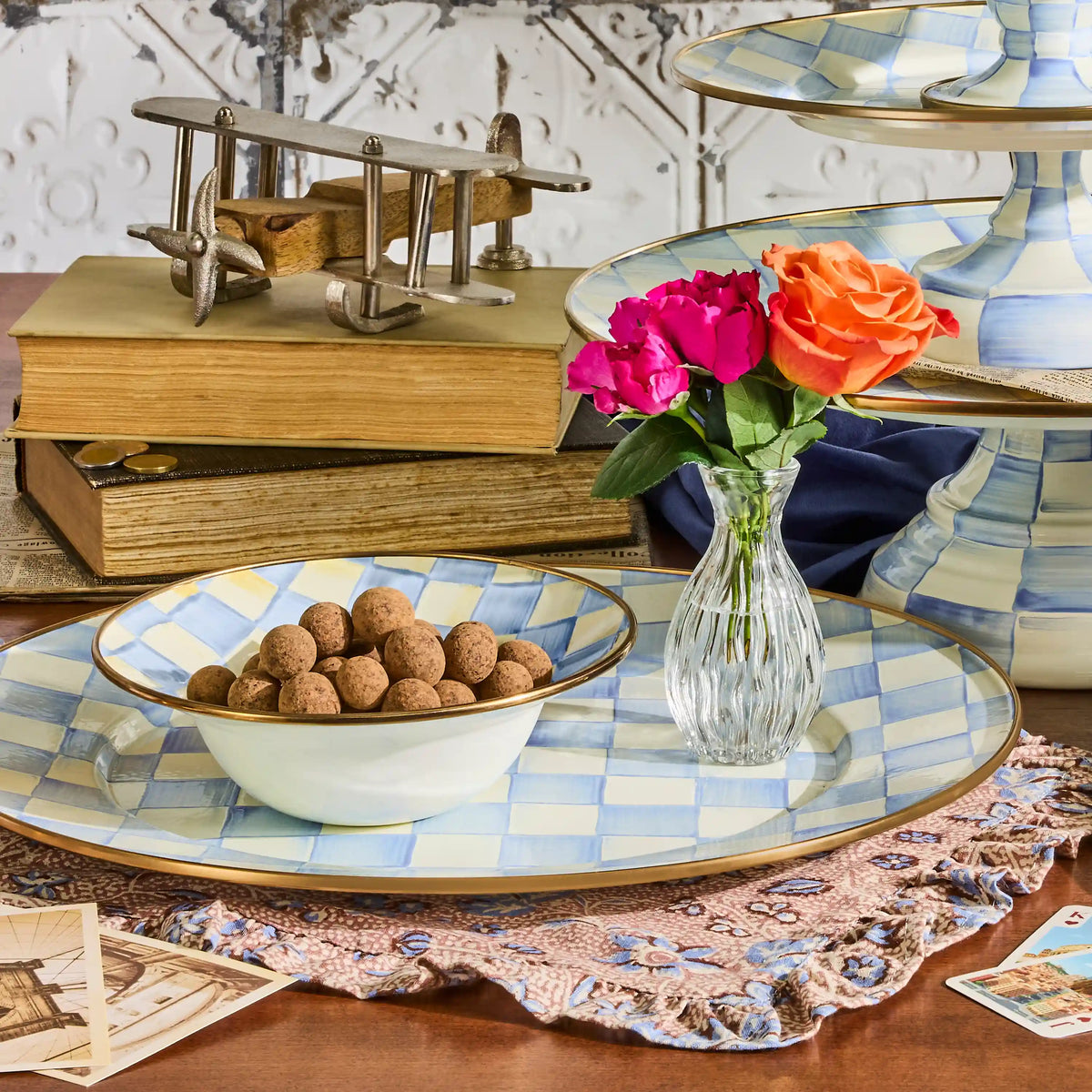 Emerald Check Serving Platter