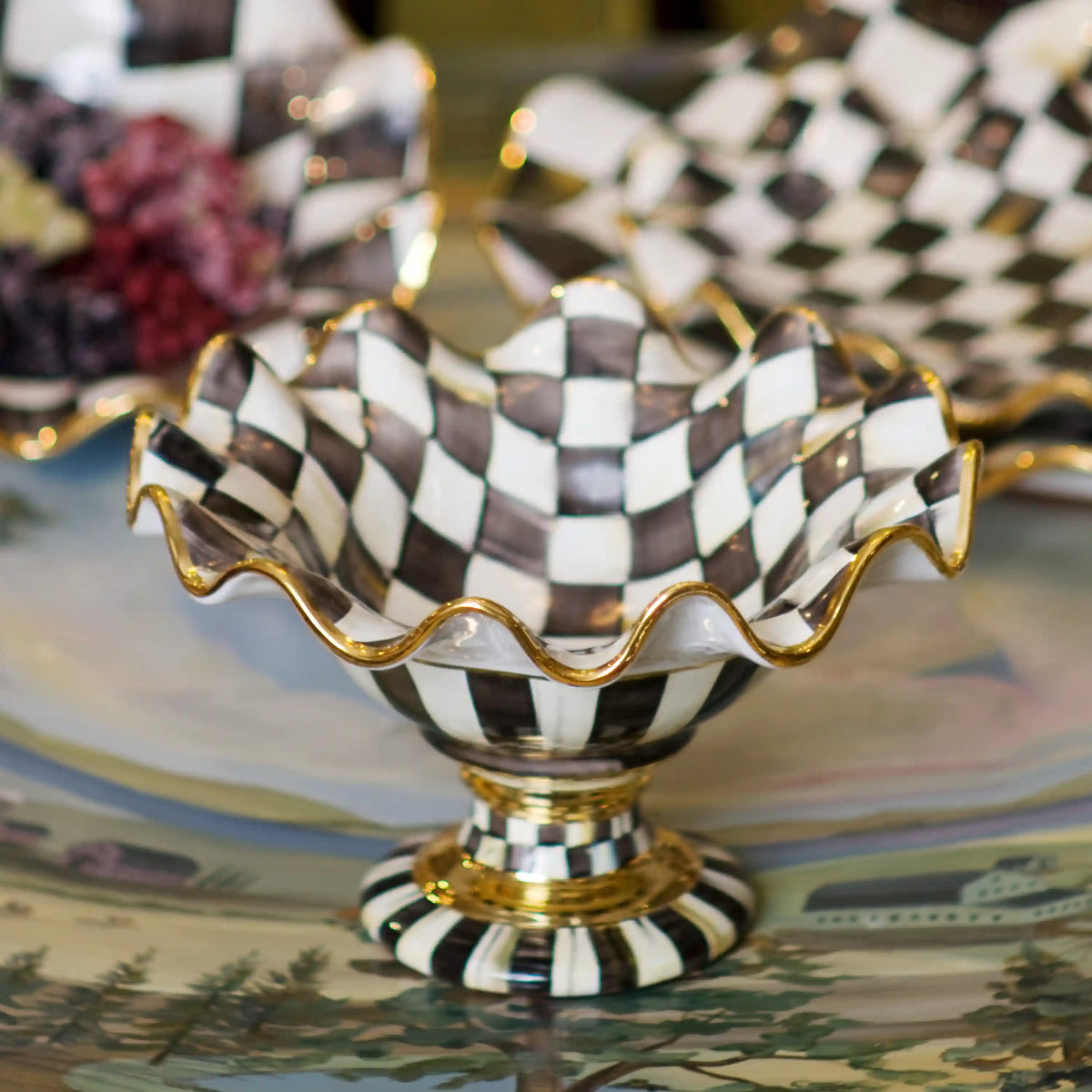 Rosy Check Ceramic Compote