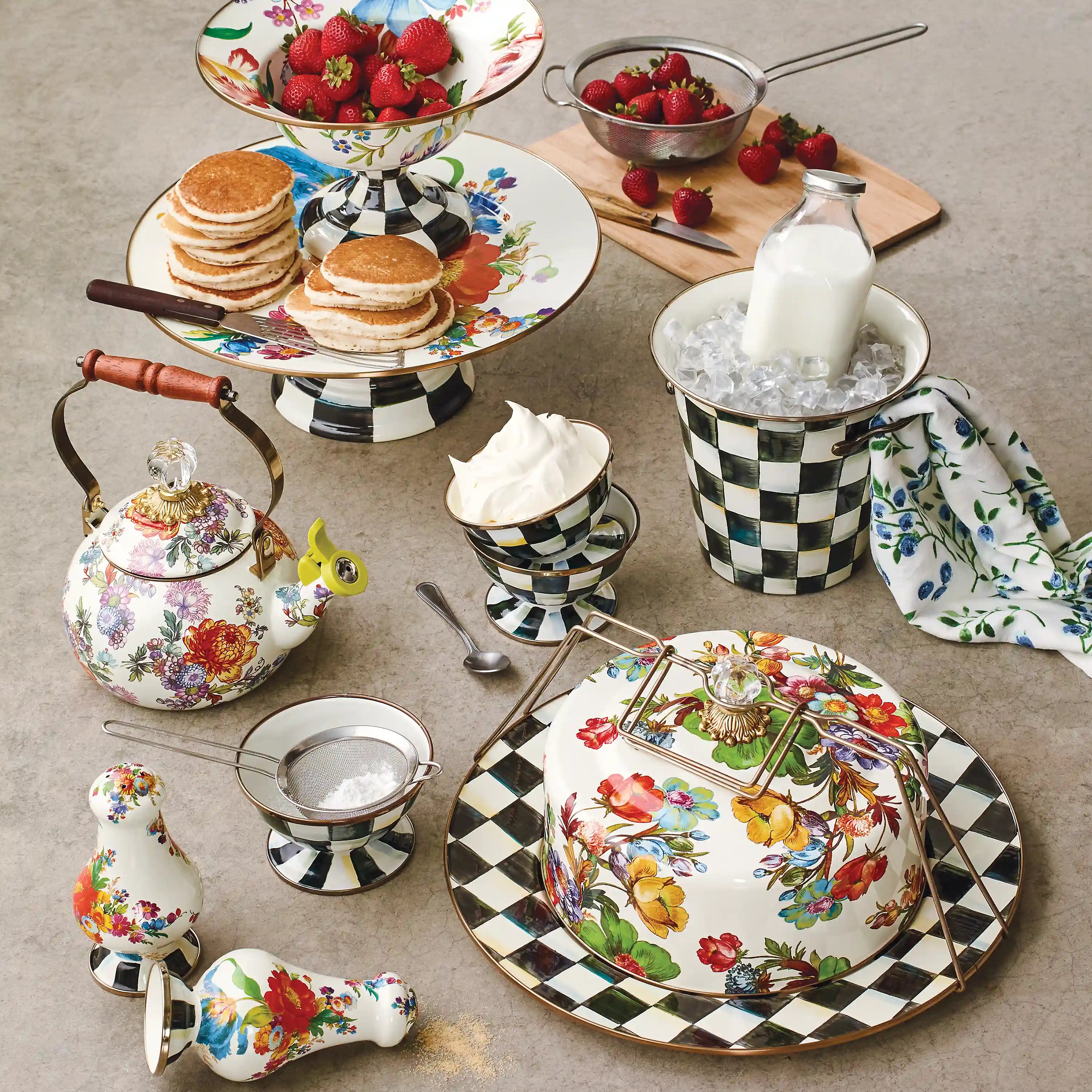 Violet Check Whistling Tea Kettle