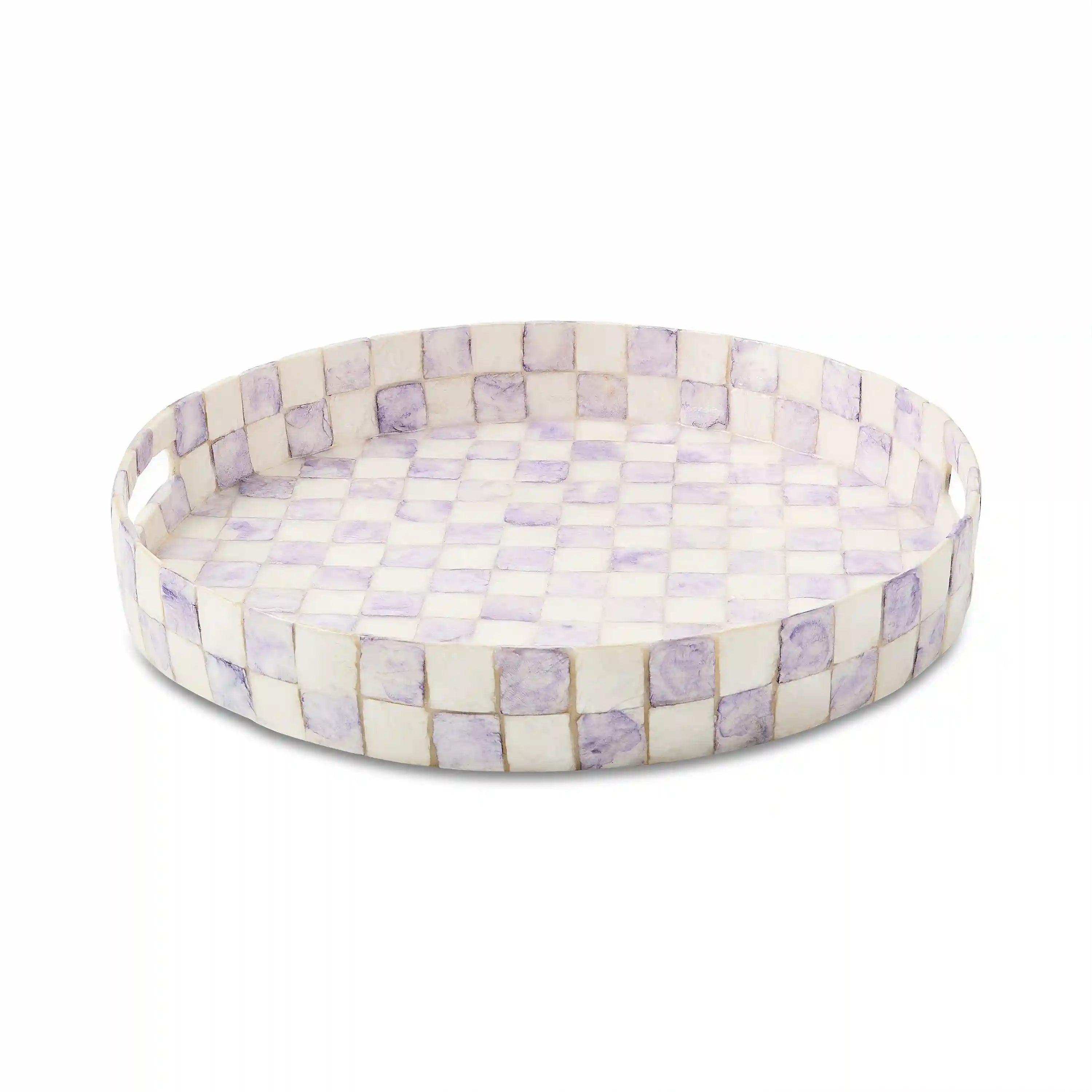 Rosy Check Capiz Round Tray