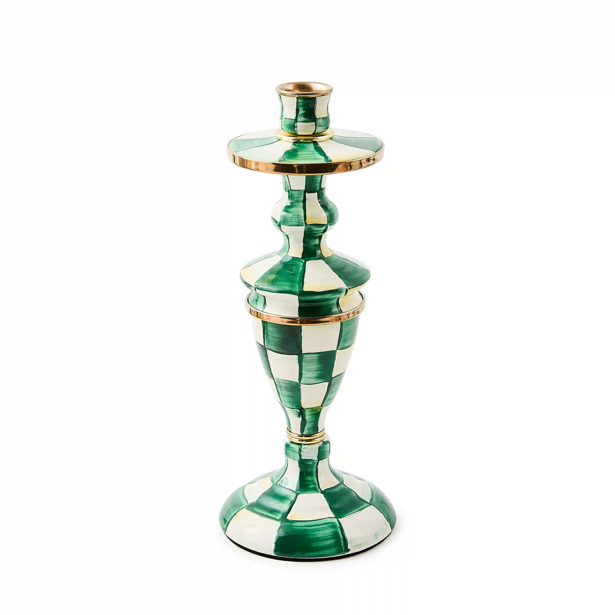 Emerald Check Large Candlestick