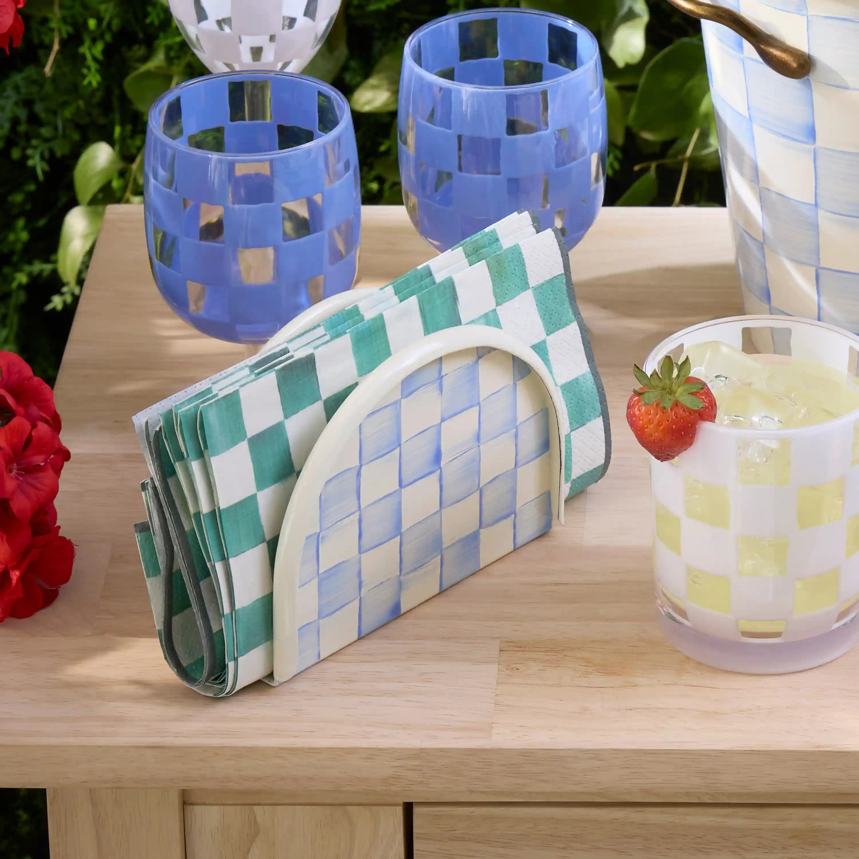 Mocha Check Napkin Holder