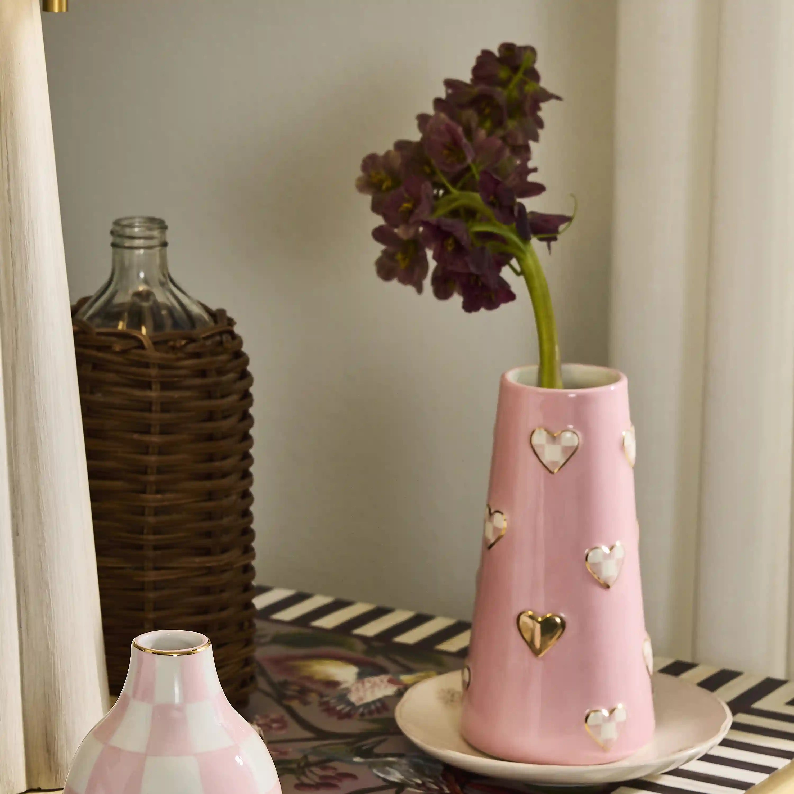 Rosy Check Heart Bud Vase