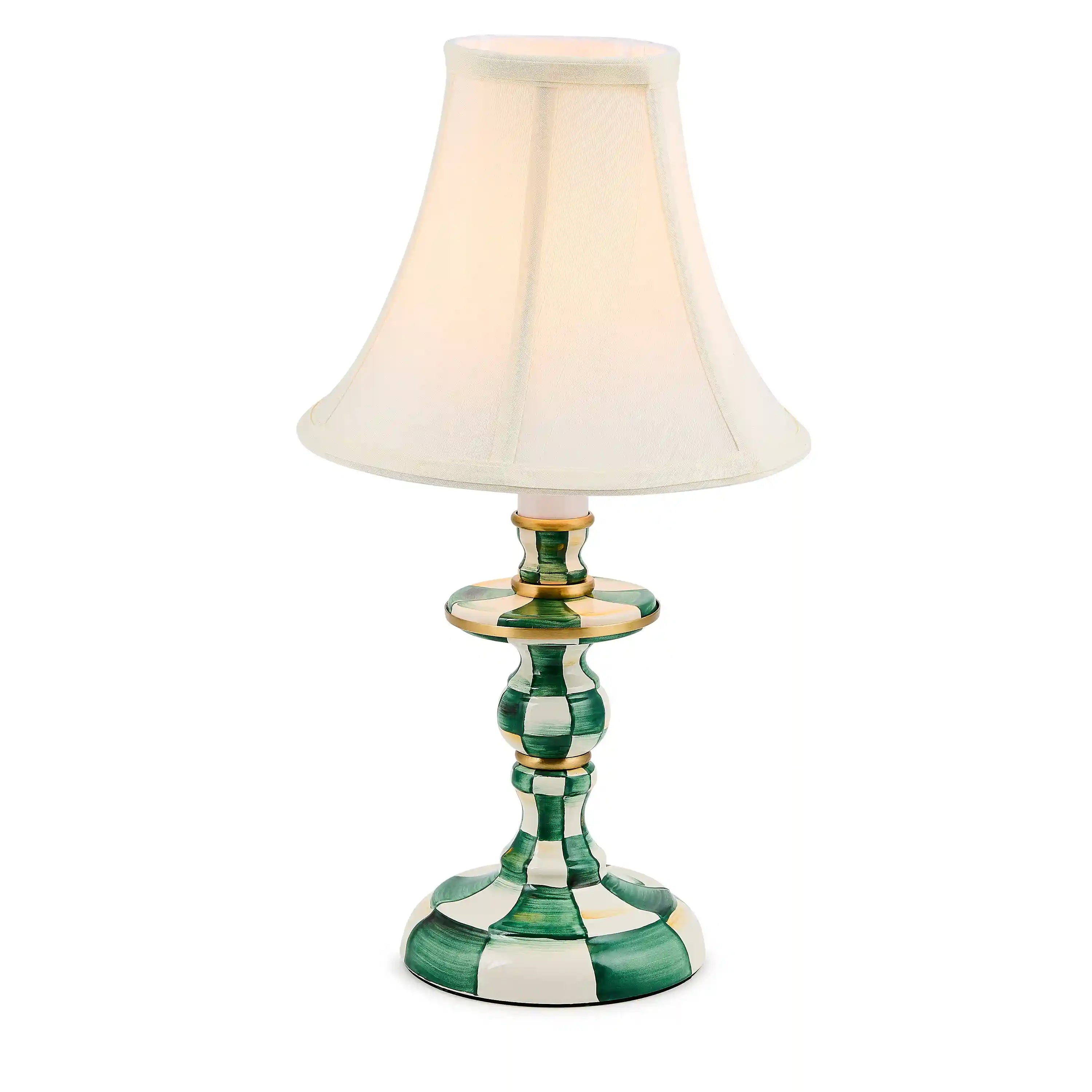 Mocha Check Candlestick Lamp