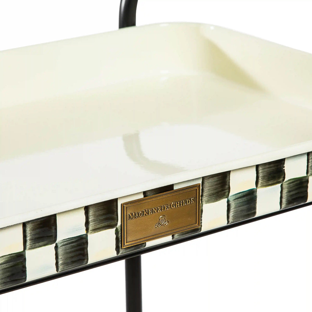 Mocha Check 2-Tier Kitchen Cart