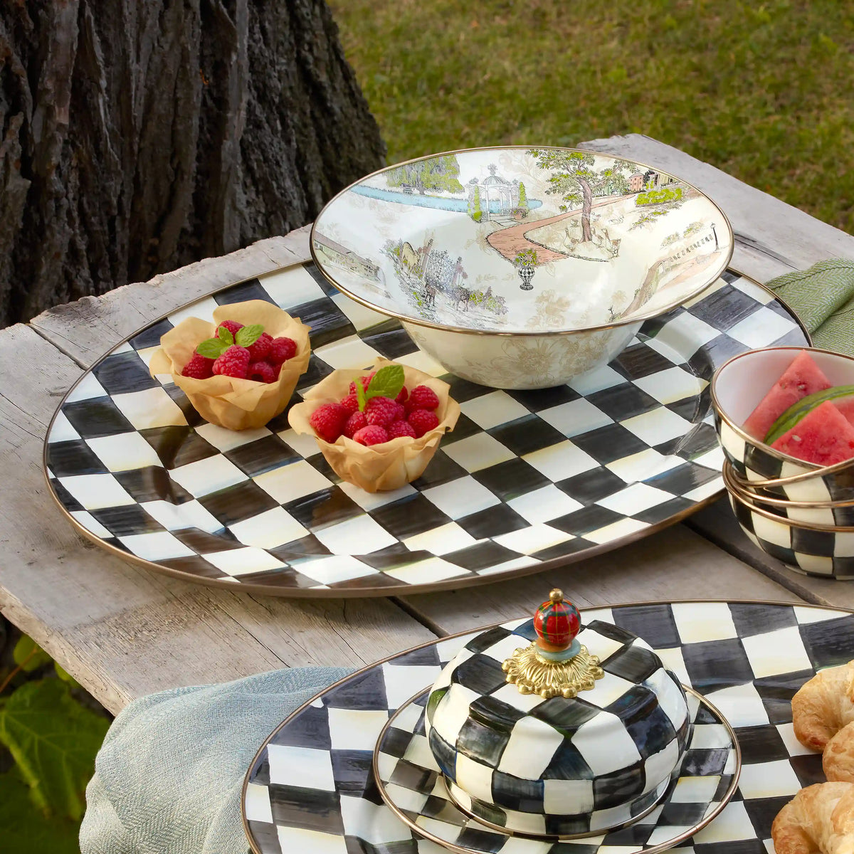 Emerald Check Large Oval Platter