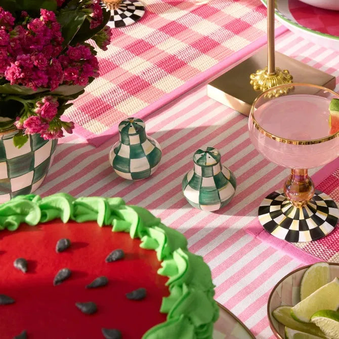 Emerald Check Salt & Pepper Shakers