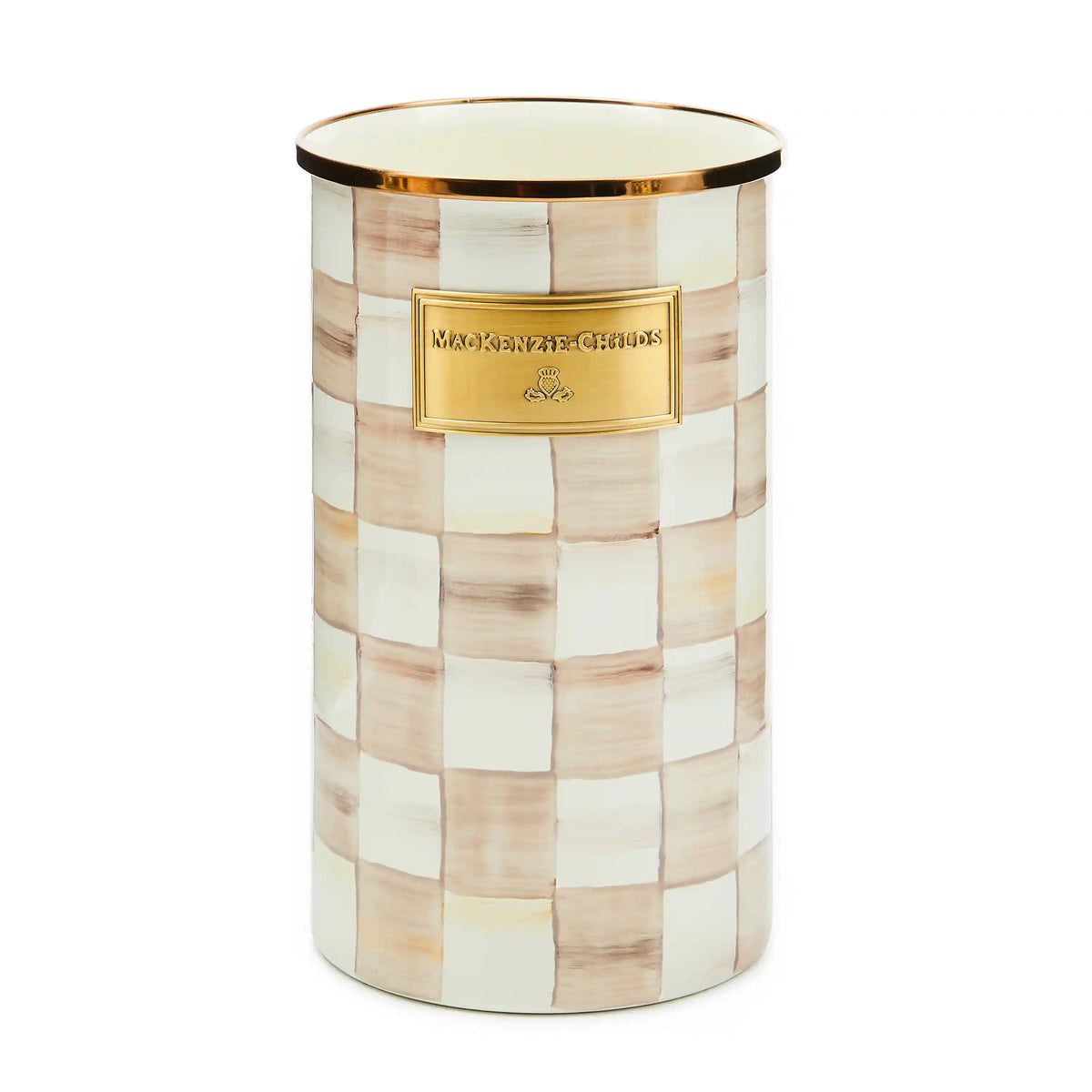 Emerald Check Utensil Holder