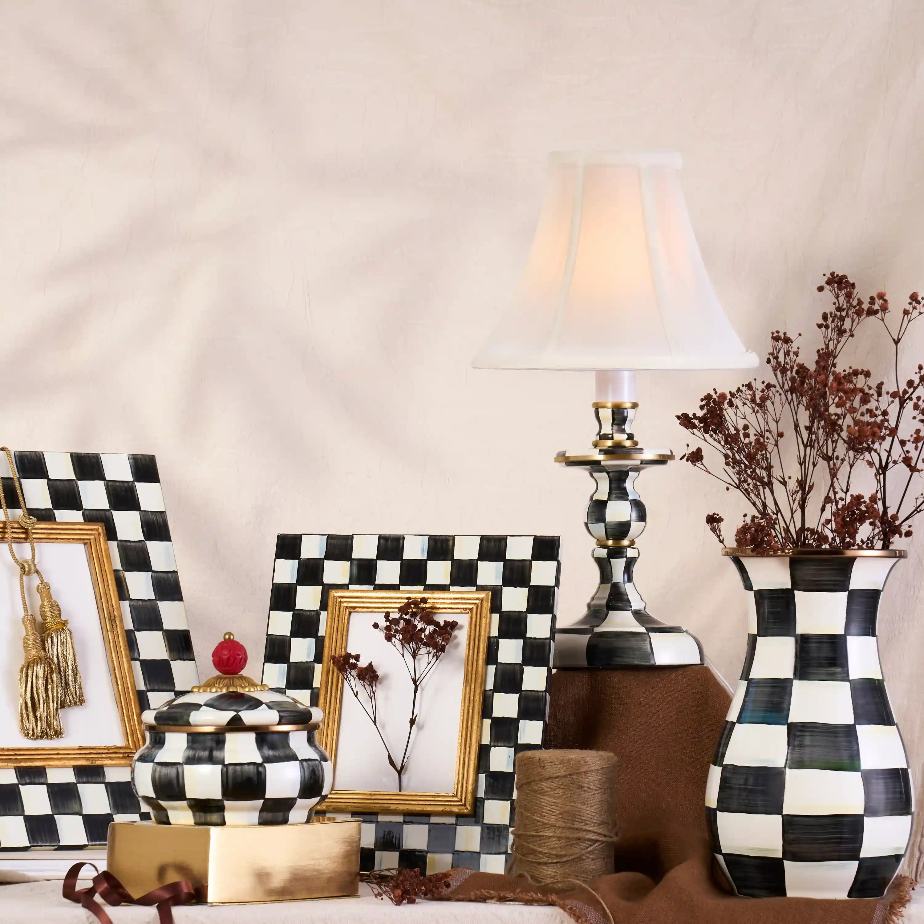 Sterling Check Candlestick Lamp