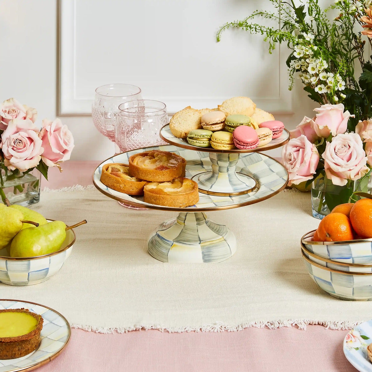 Sky Check Mini Pedestal Platter