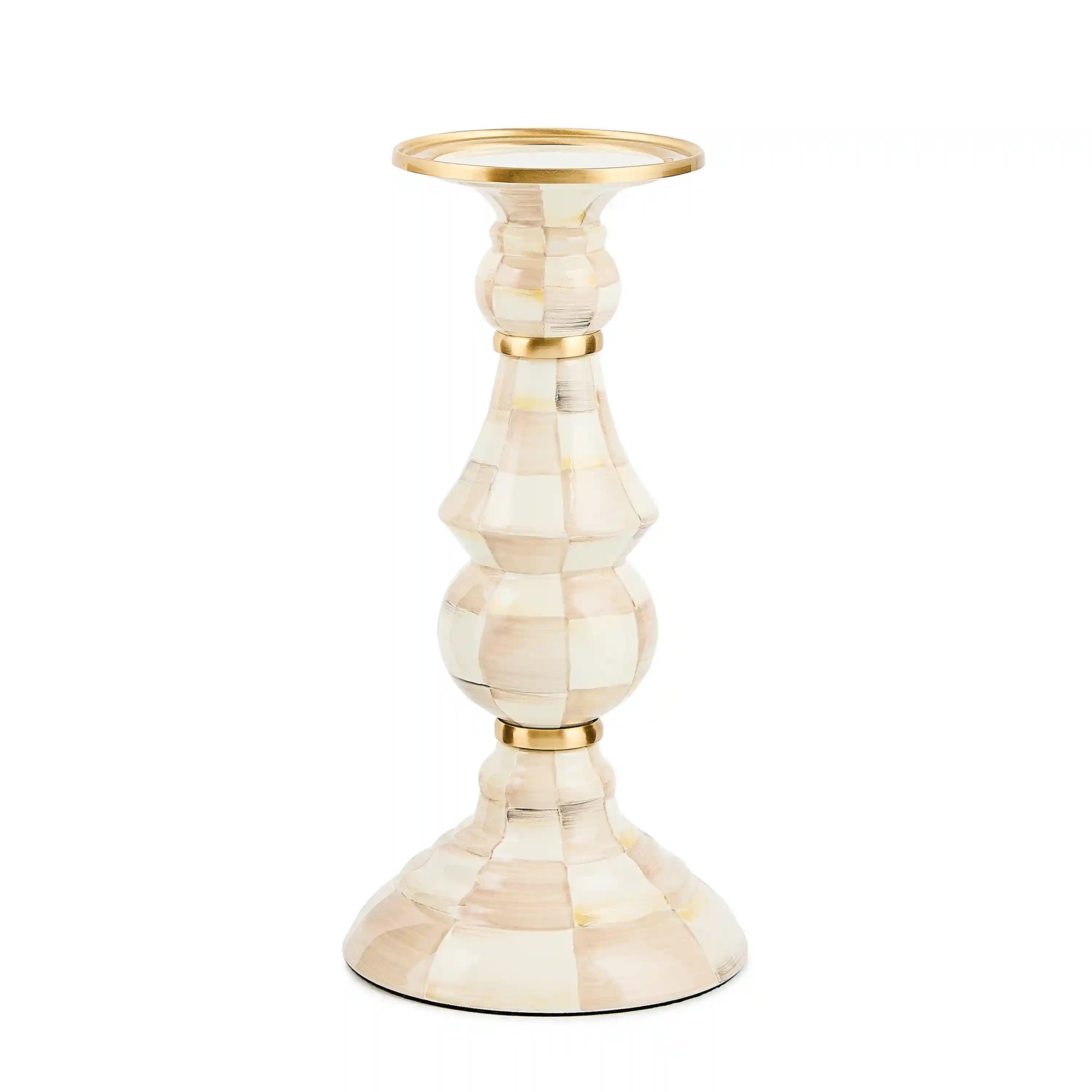 Sky Check Medium Pillar Candlestick
