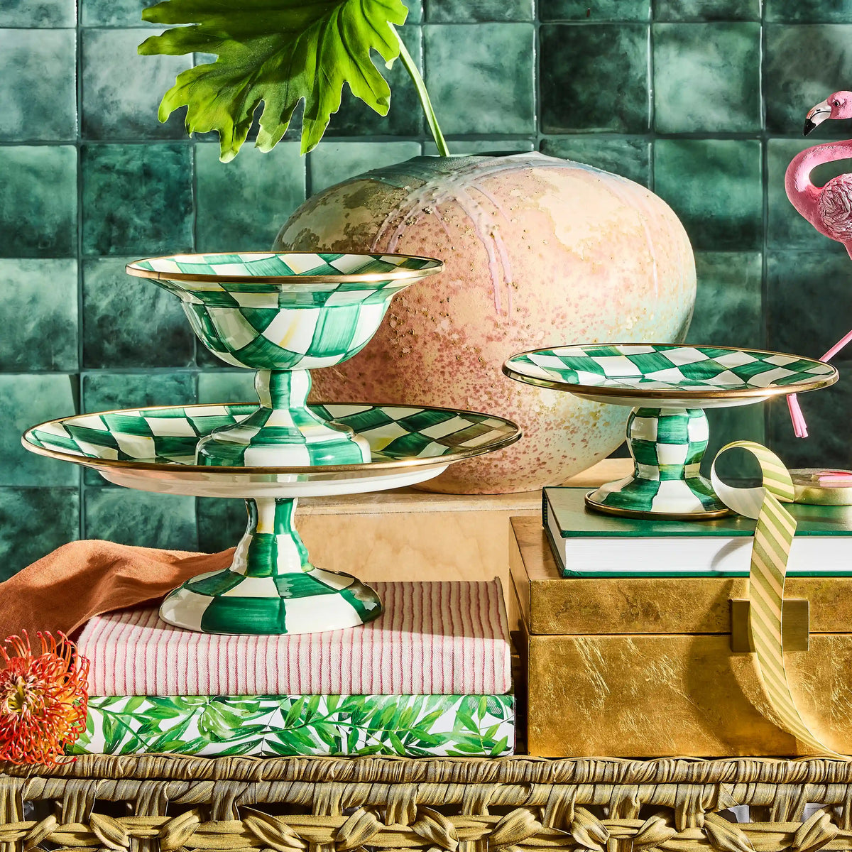 Courtly Check Large Pedestal Platter