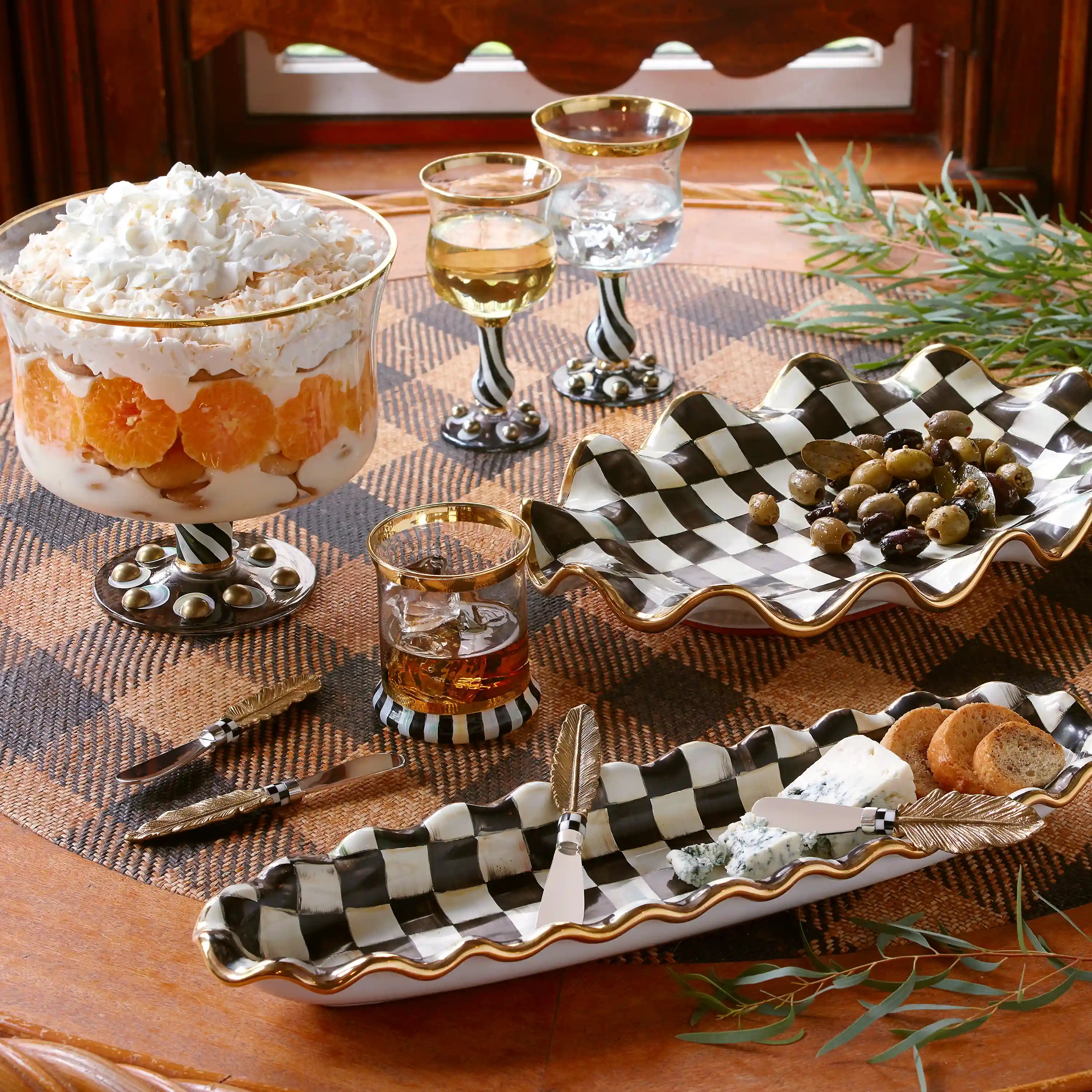 Rosy Check Ceramic Serving Platter