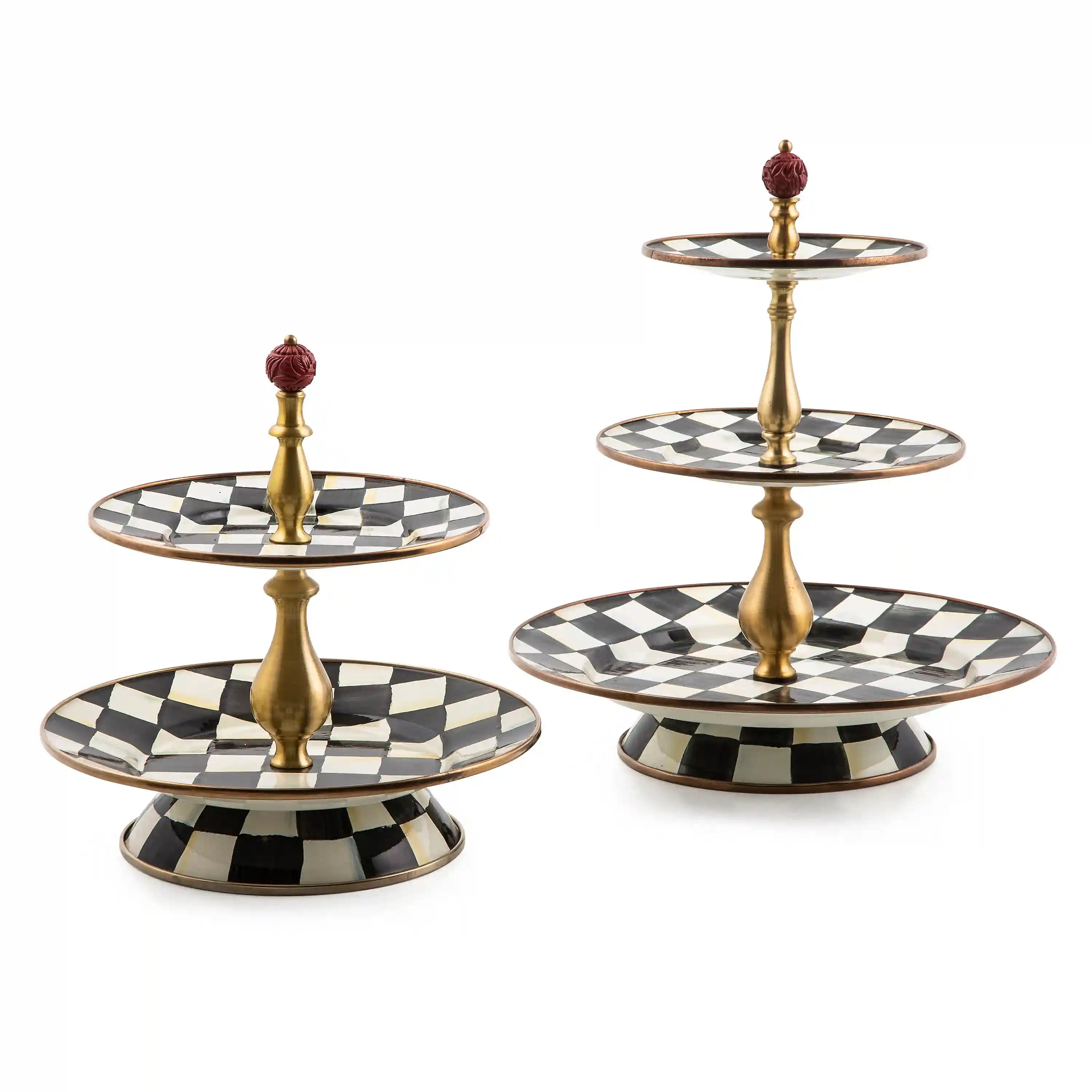 Violet Check Two Tier Sweet Stand