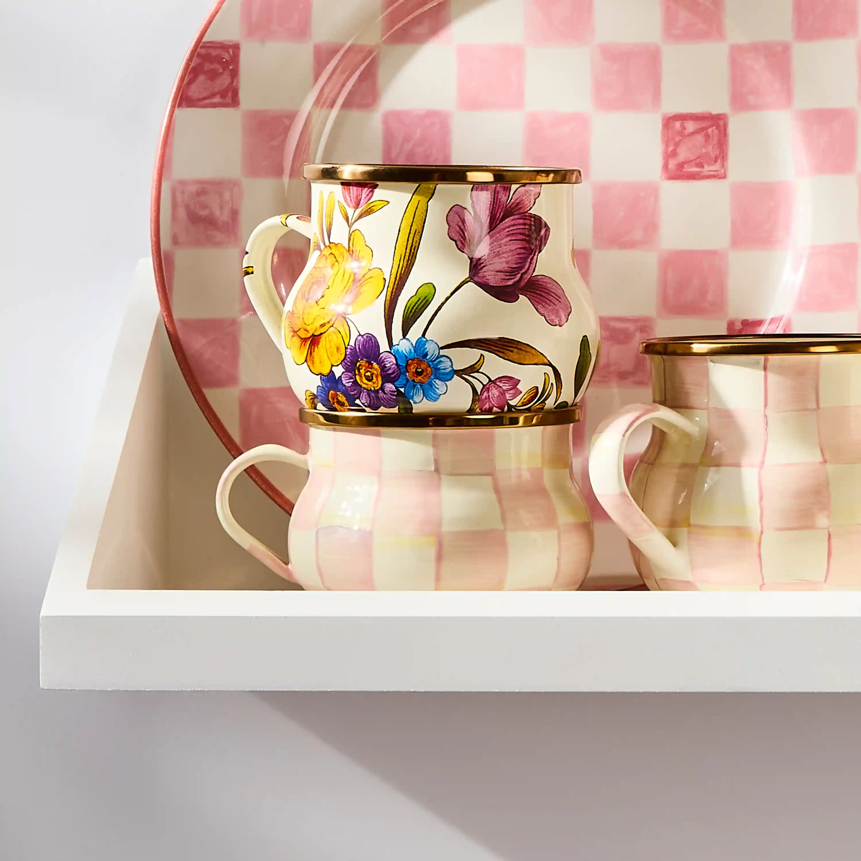 Mocha Check Teacup