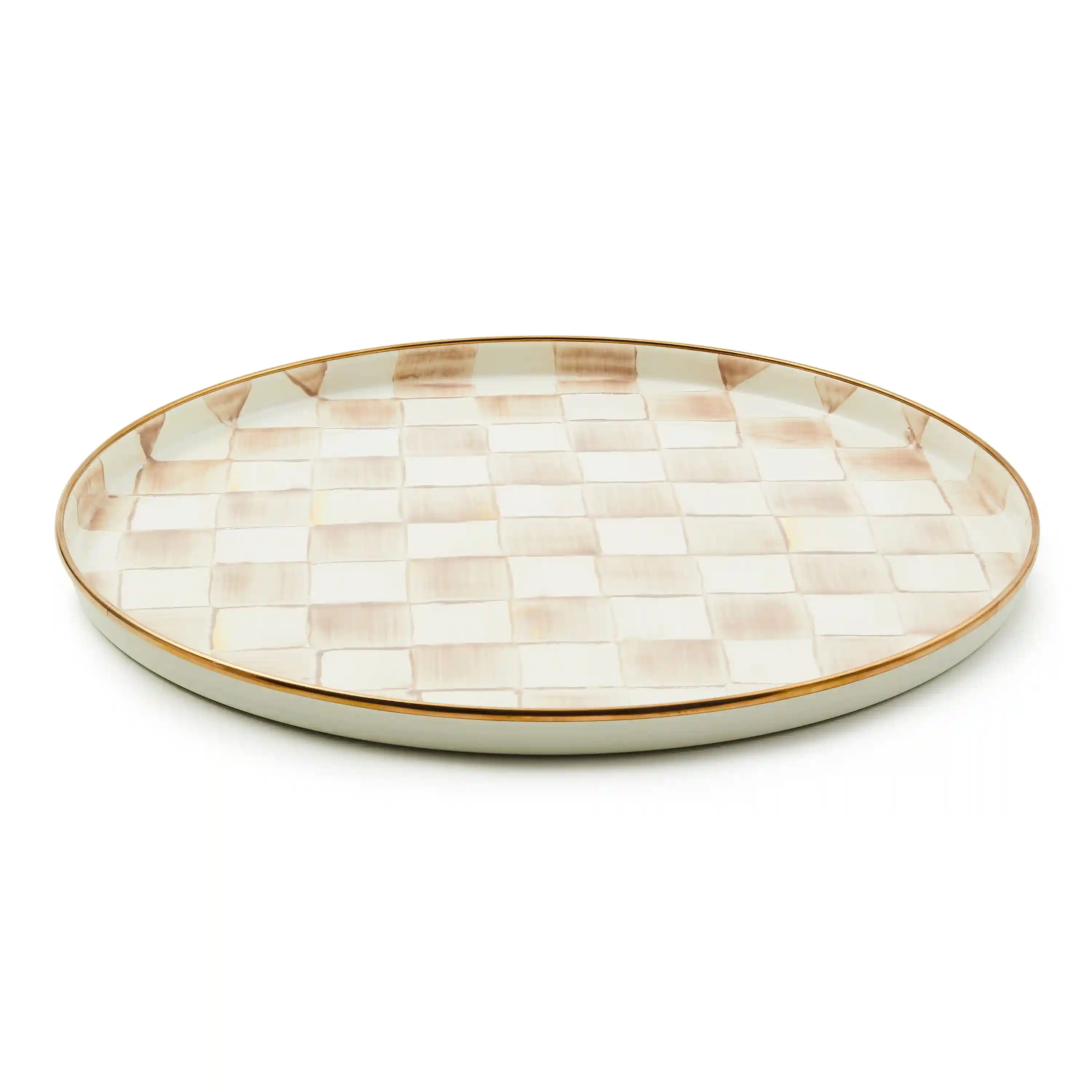 Sterling Check Round Tray